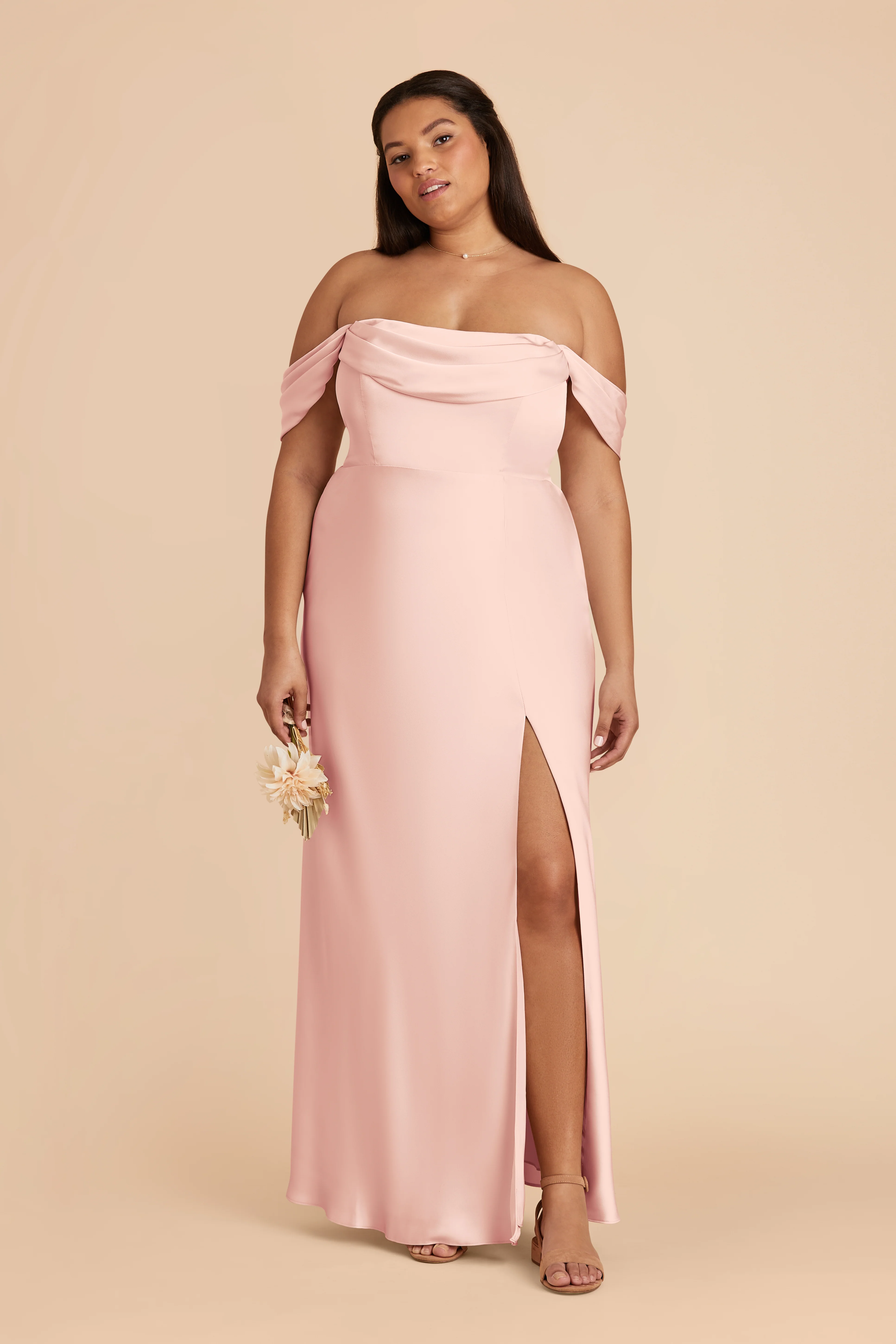 Matte Satin Blush Pink Dress - XNAUWBI