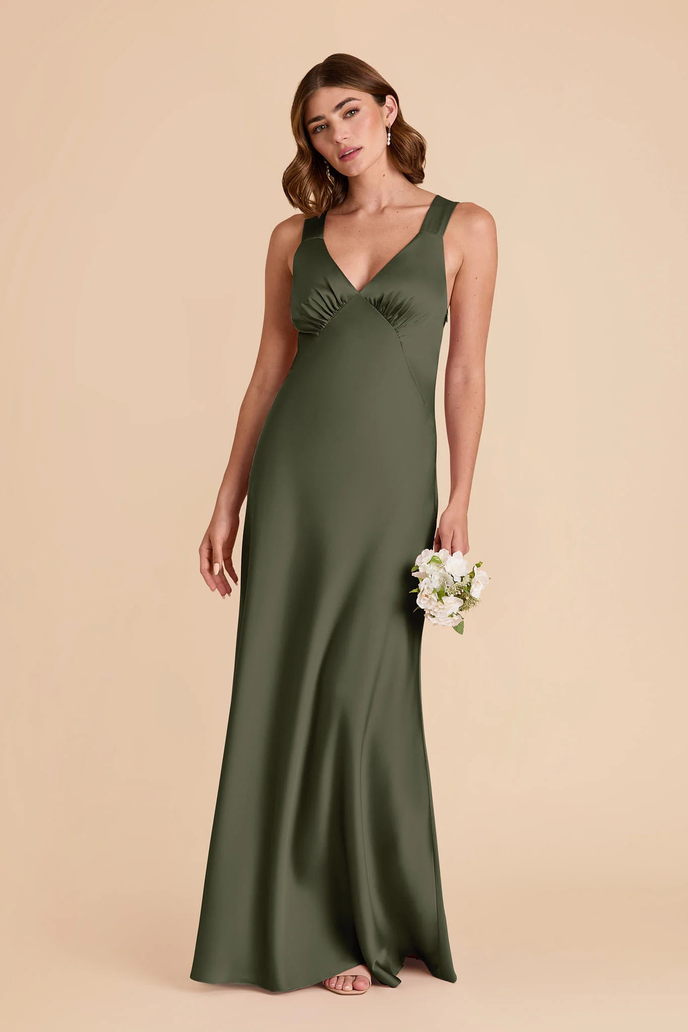 Matte Satin Olive Dress - XNAUWBI