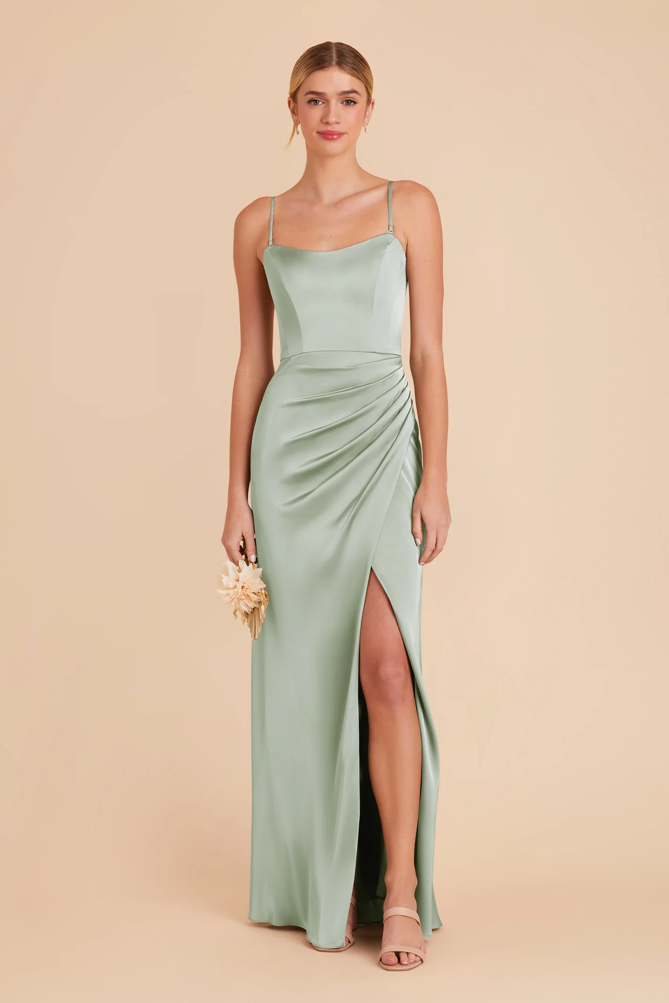 Matte Satin Sage Dress - XNAUWBI