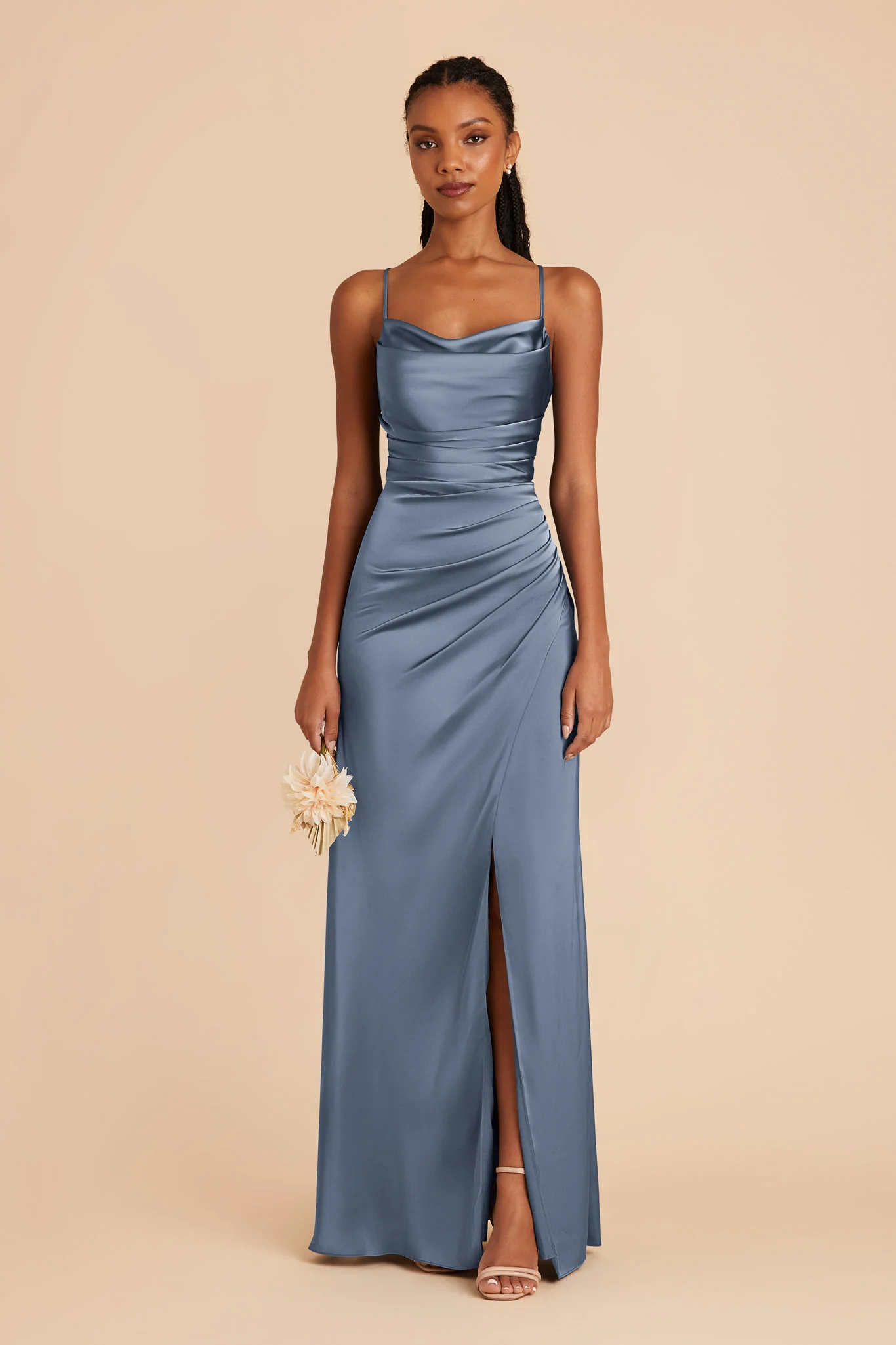 Matte Satin French Blue Dress - XNAUWBI