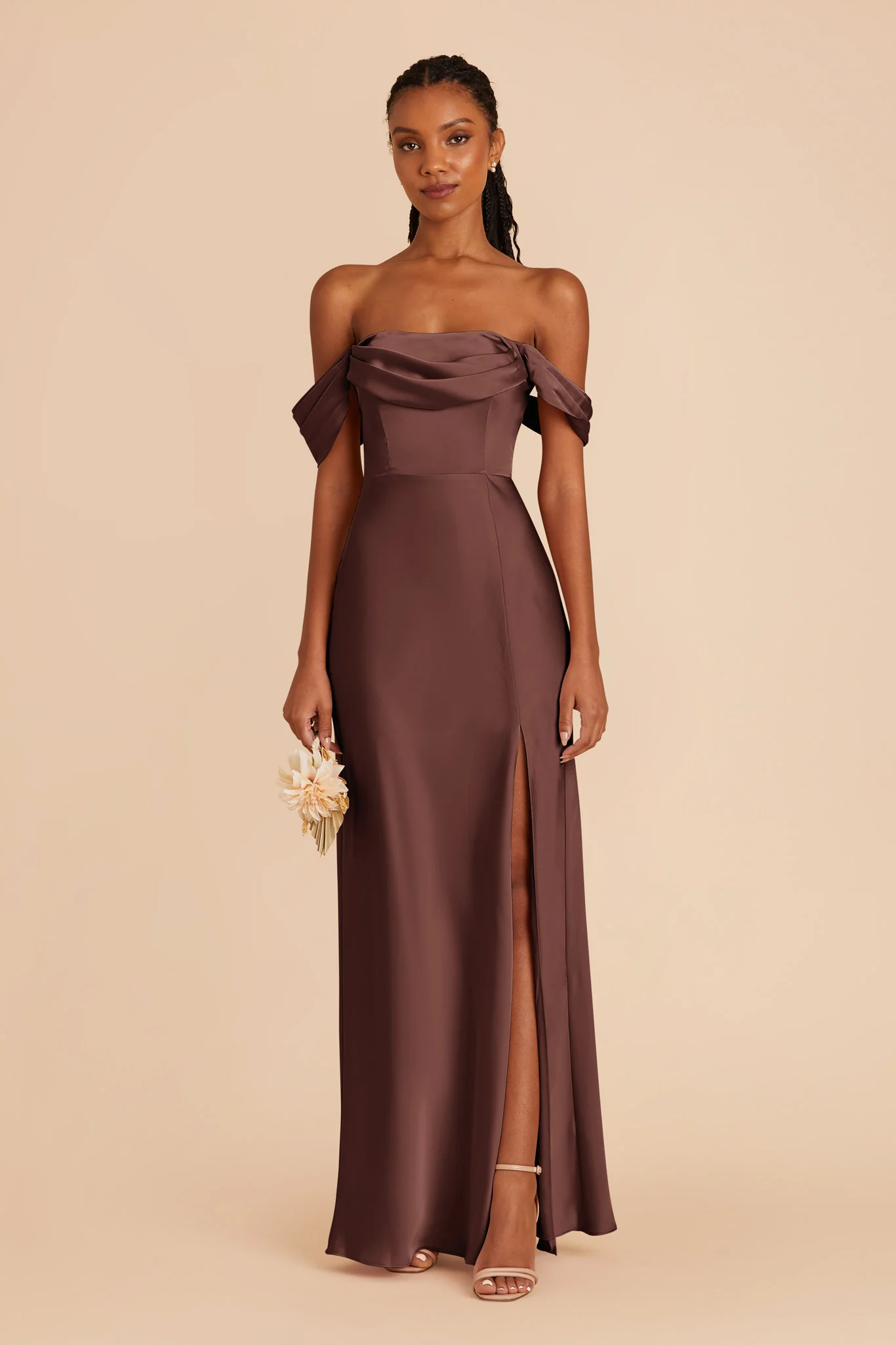 Matte Satin Chocolate Brown Dress - XNAUWBI