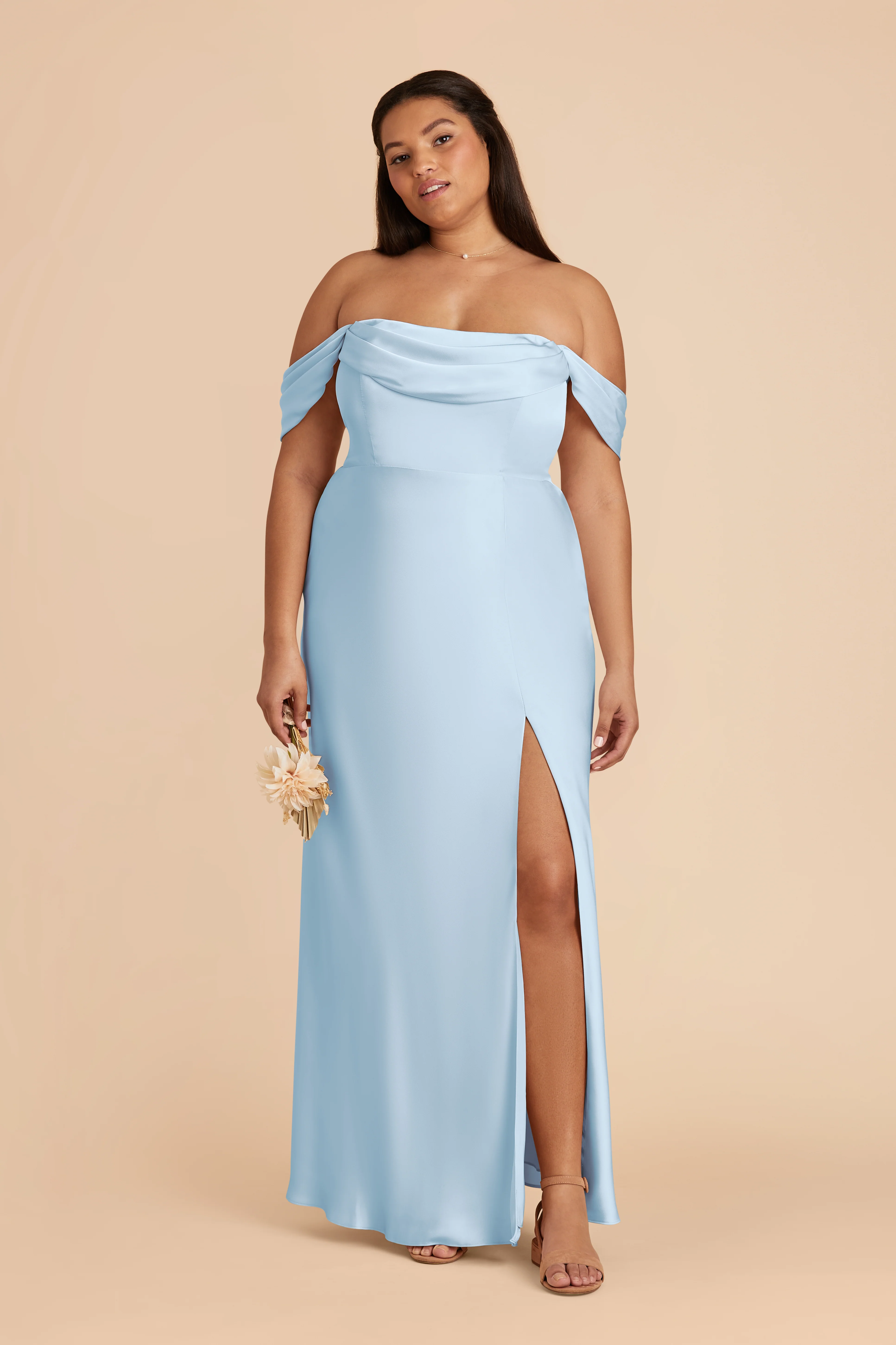 Matte Satin Sky Blue Dress - XNAUWBI