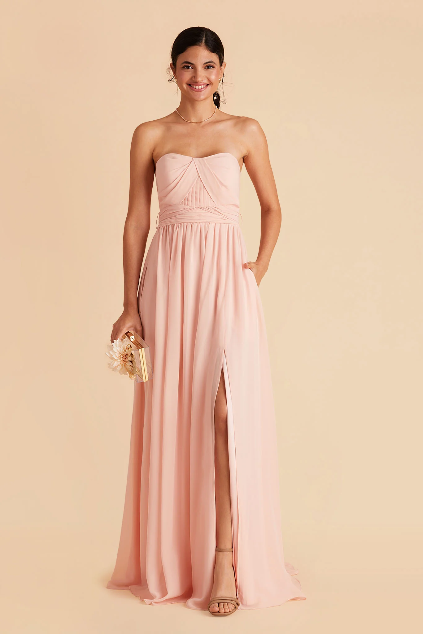 Chiffon Blush Pink Dress - XNAUWBI