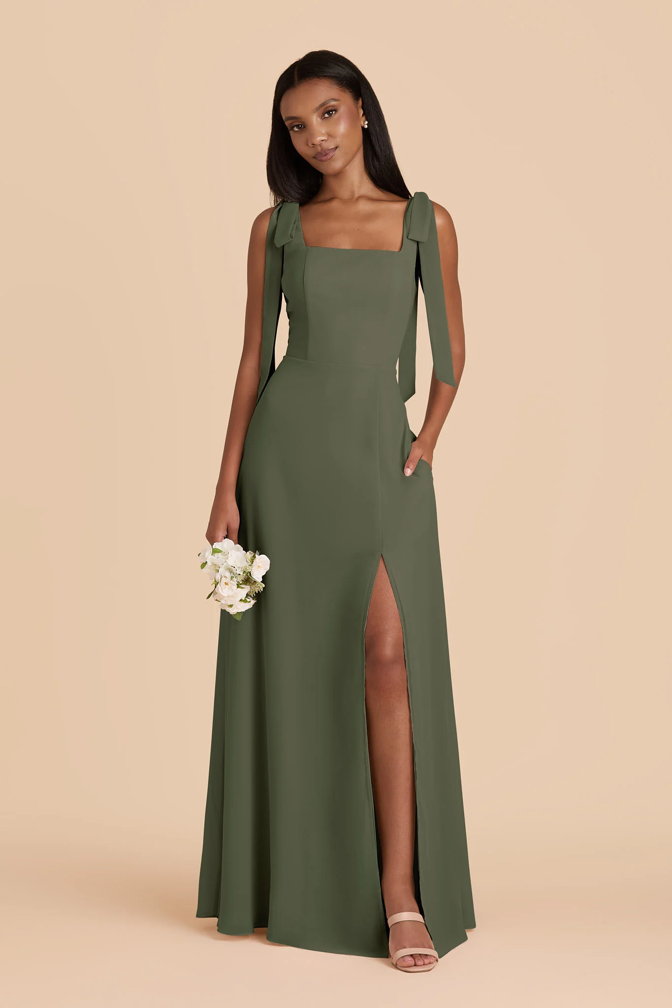Chiffon Olive Dress - XNAUWBI