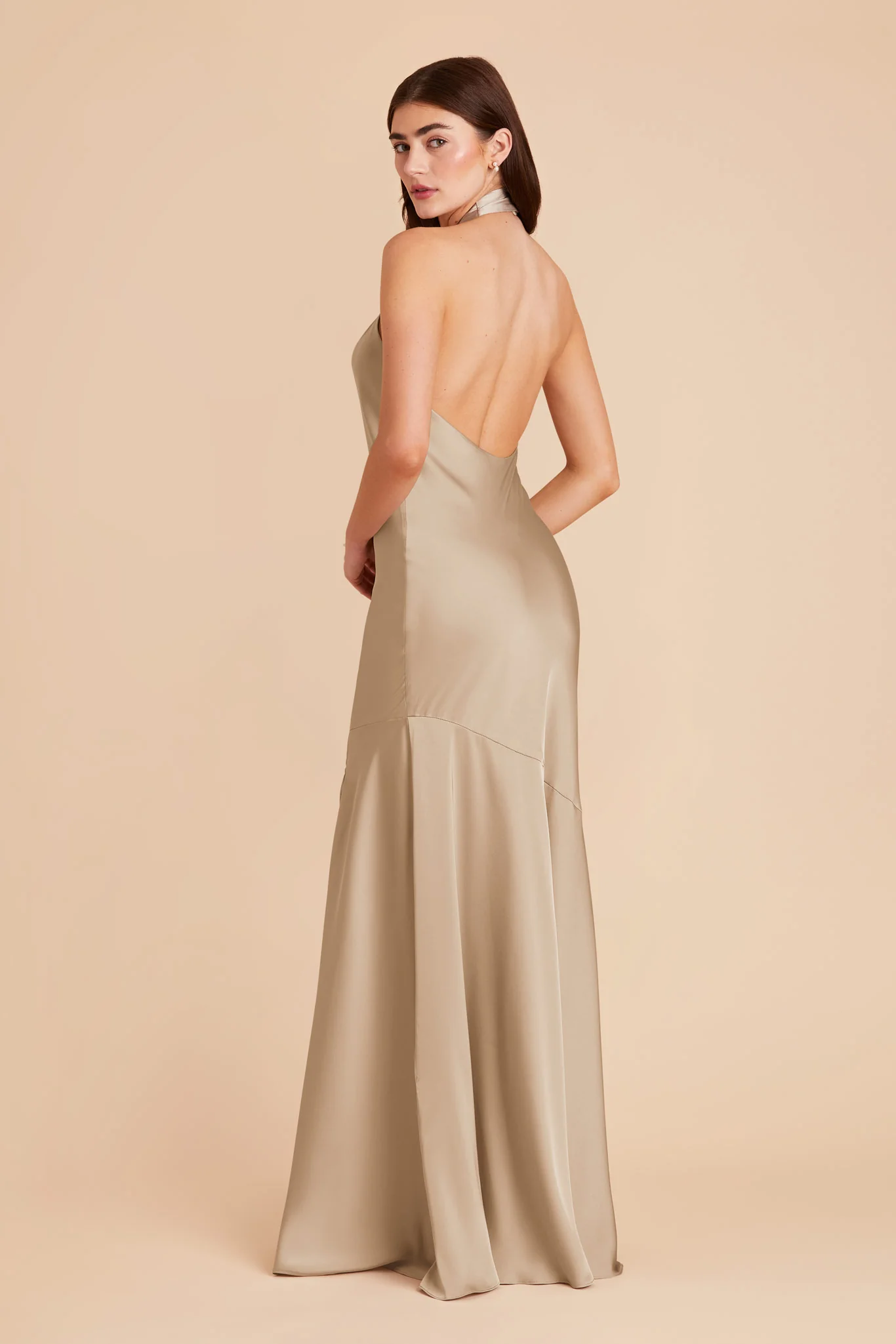 Matte Satin Neutral Champagne Dress - XNAUWBI