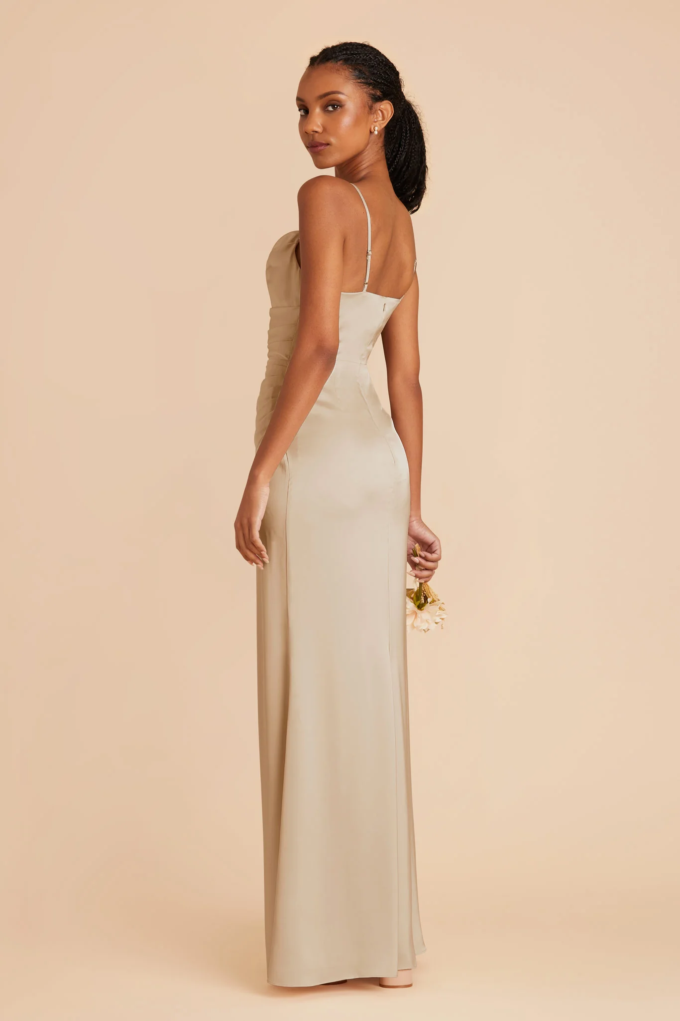 Matte Satin Neutral Champagne Dress - XNAUWBI