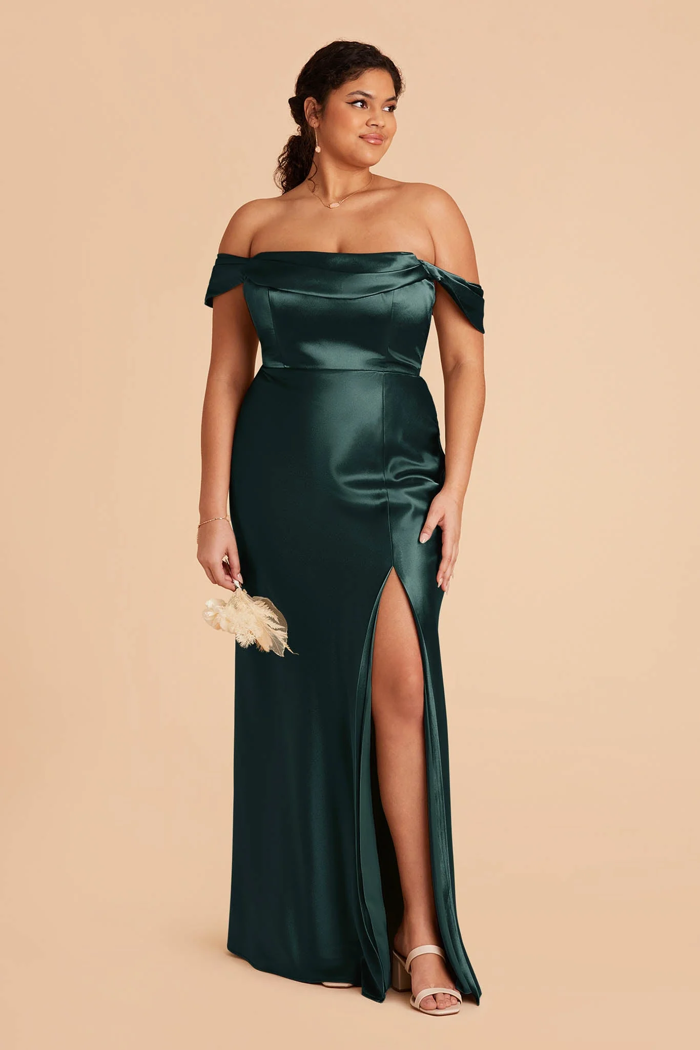 Shiny Satin Emerald Dress - XNAUWBI