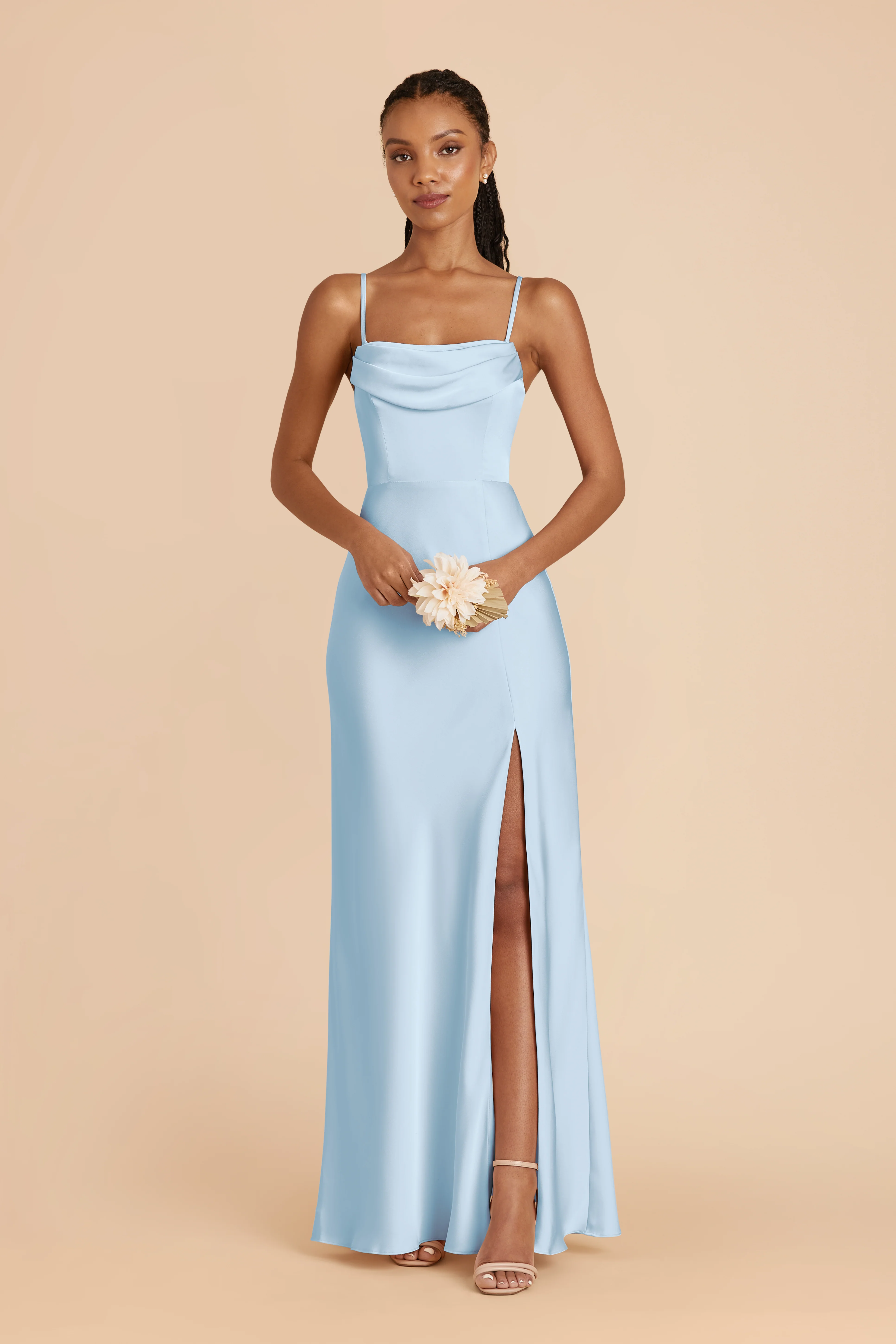 Matte Satin Sky Blue Dress - XNAUWBI