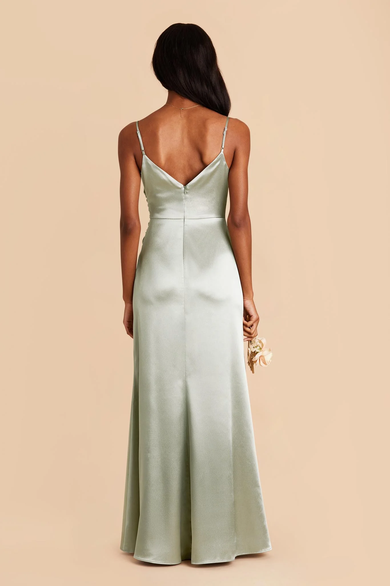 Shiny Satin Sage Dress - XNAUWBI