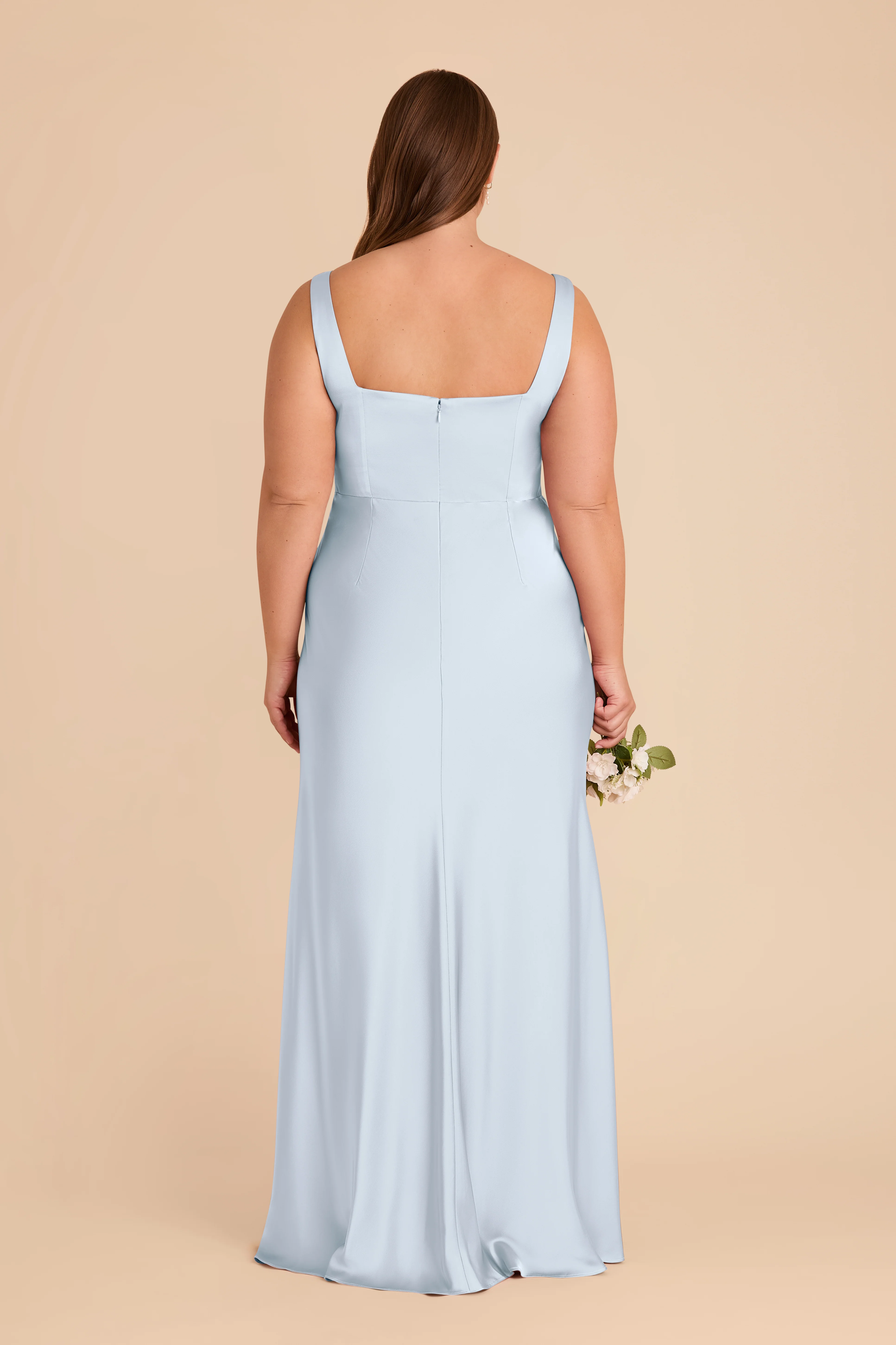 Matte Satin Mist Blue Dress - XNAUWBI