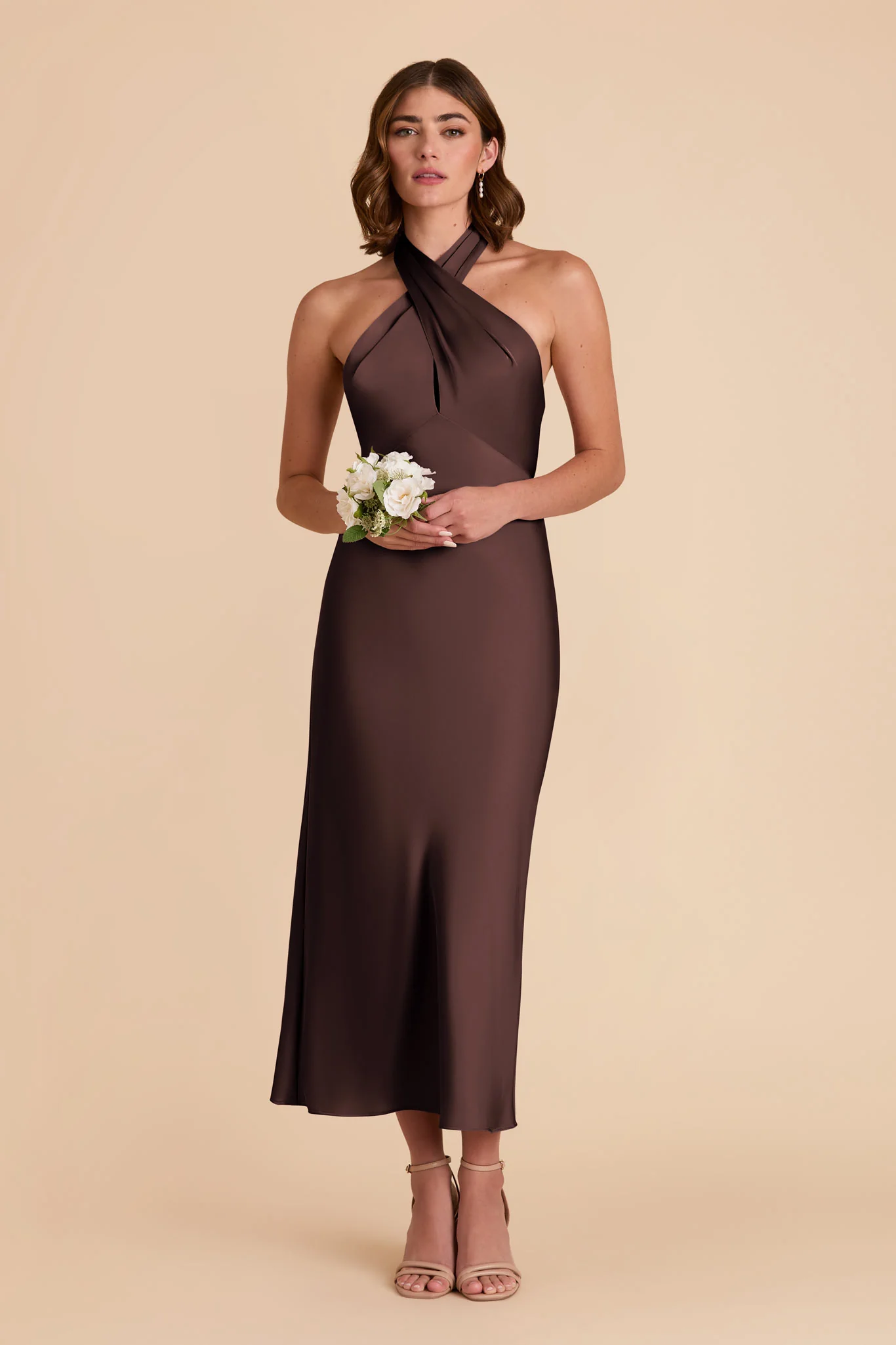 Matte Satin Espresso Dress - XNAUWBI