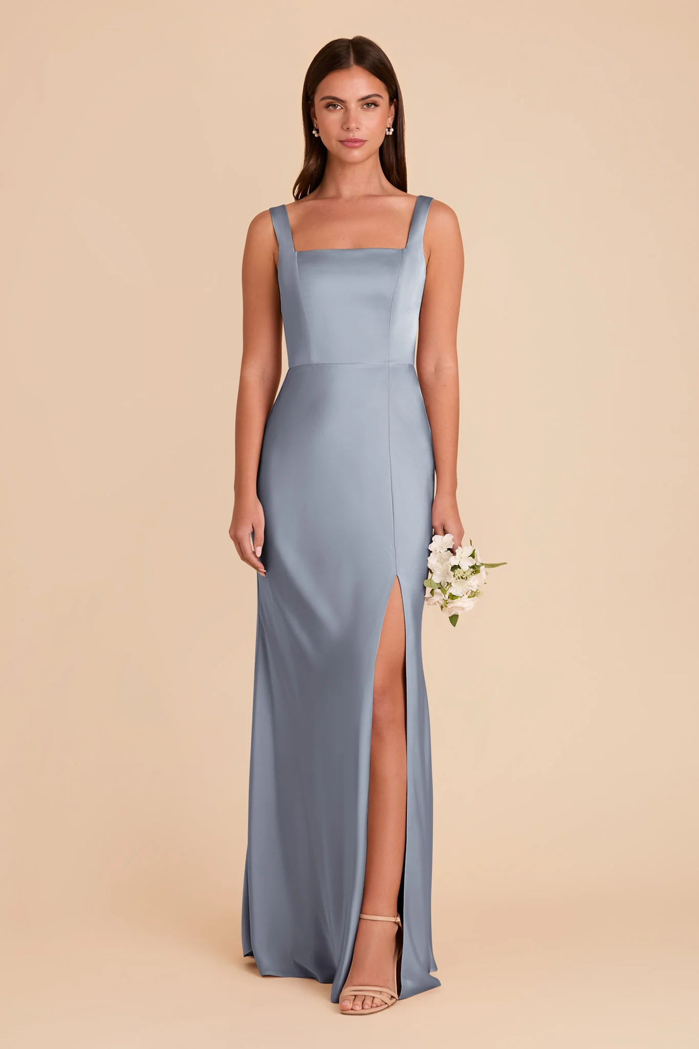 Matte Satin Dusty Blue Dress - XNAUWBI