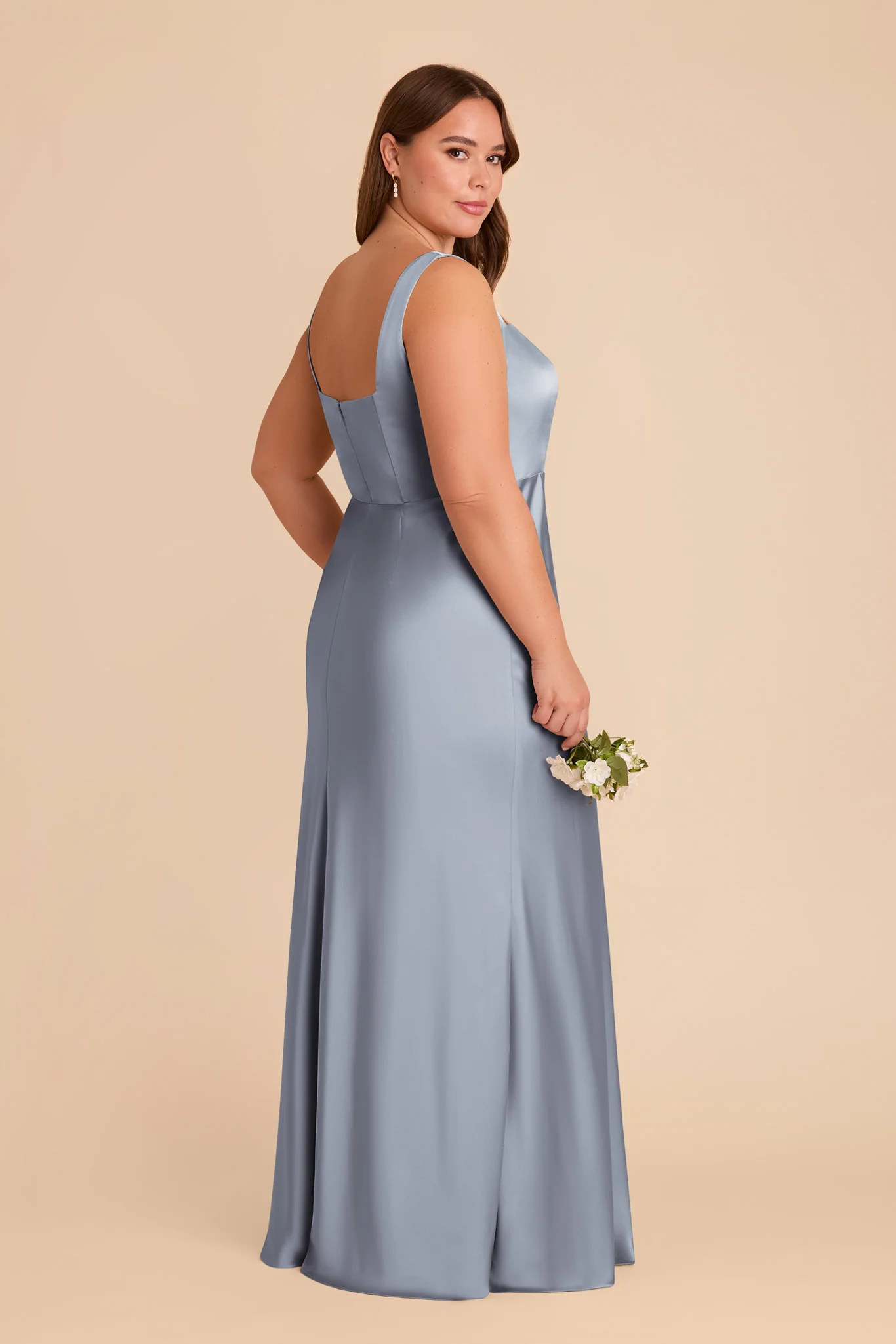 Matte Satin Dusty Blue Dress - XNAUWBI