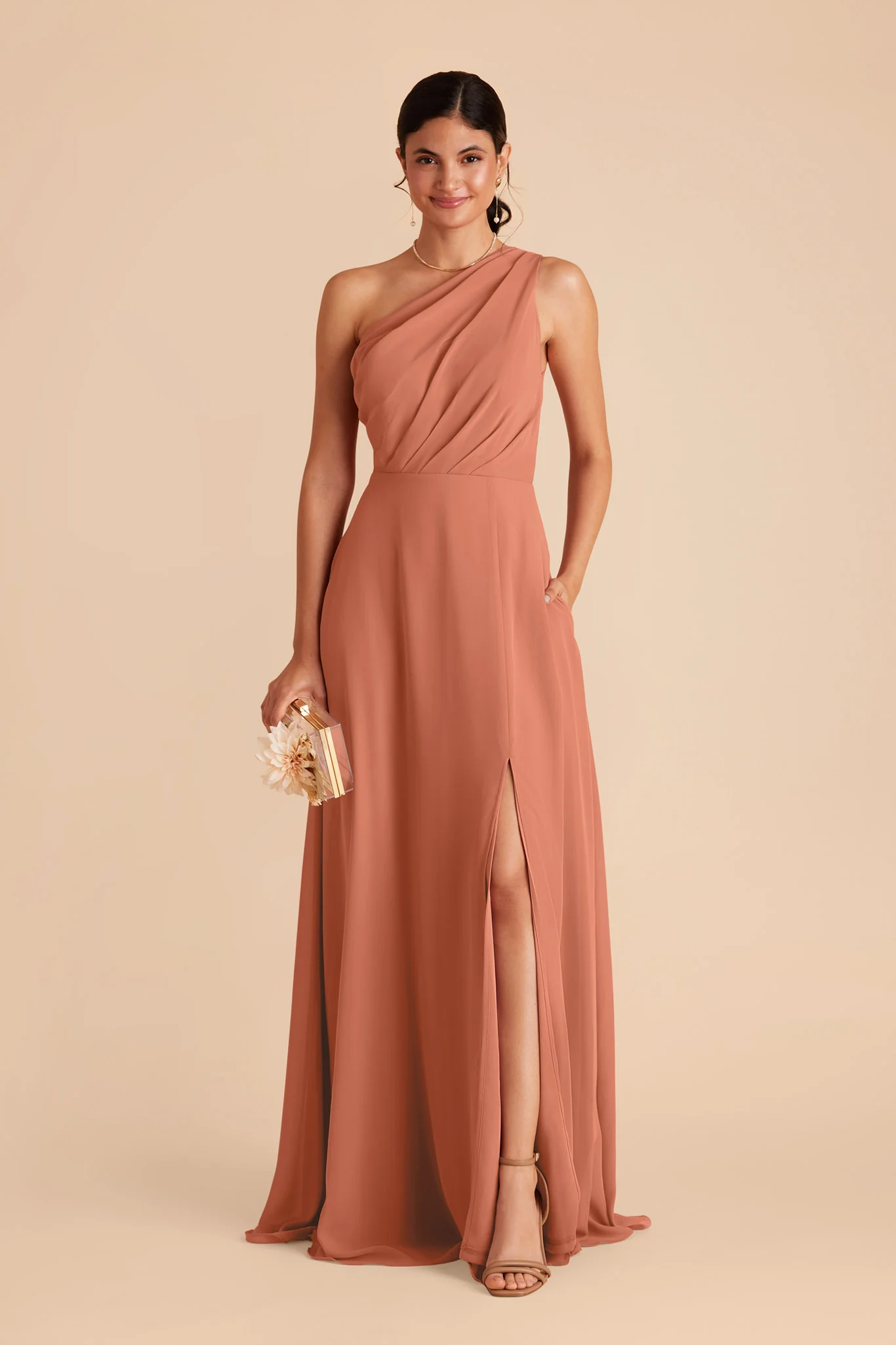 Chiffon Terracotta Dress - XNAUWBI
