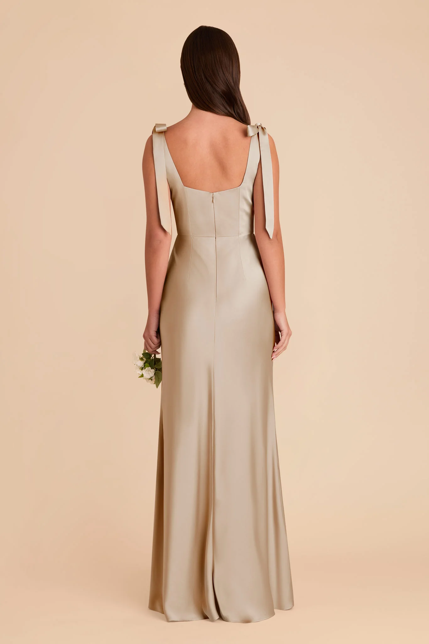 Matte Satin Neutral Champagne Dress - XNAUWBI
