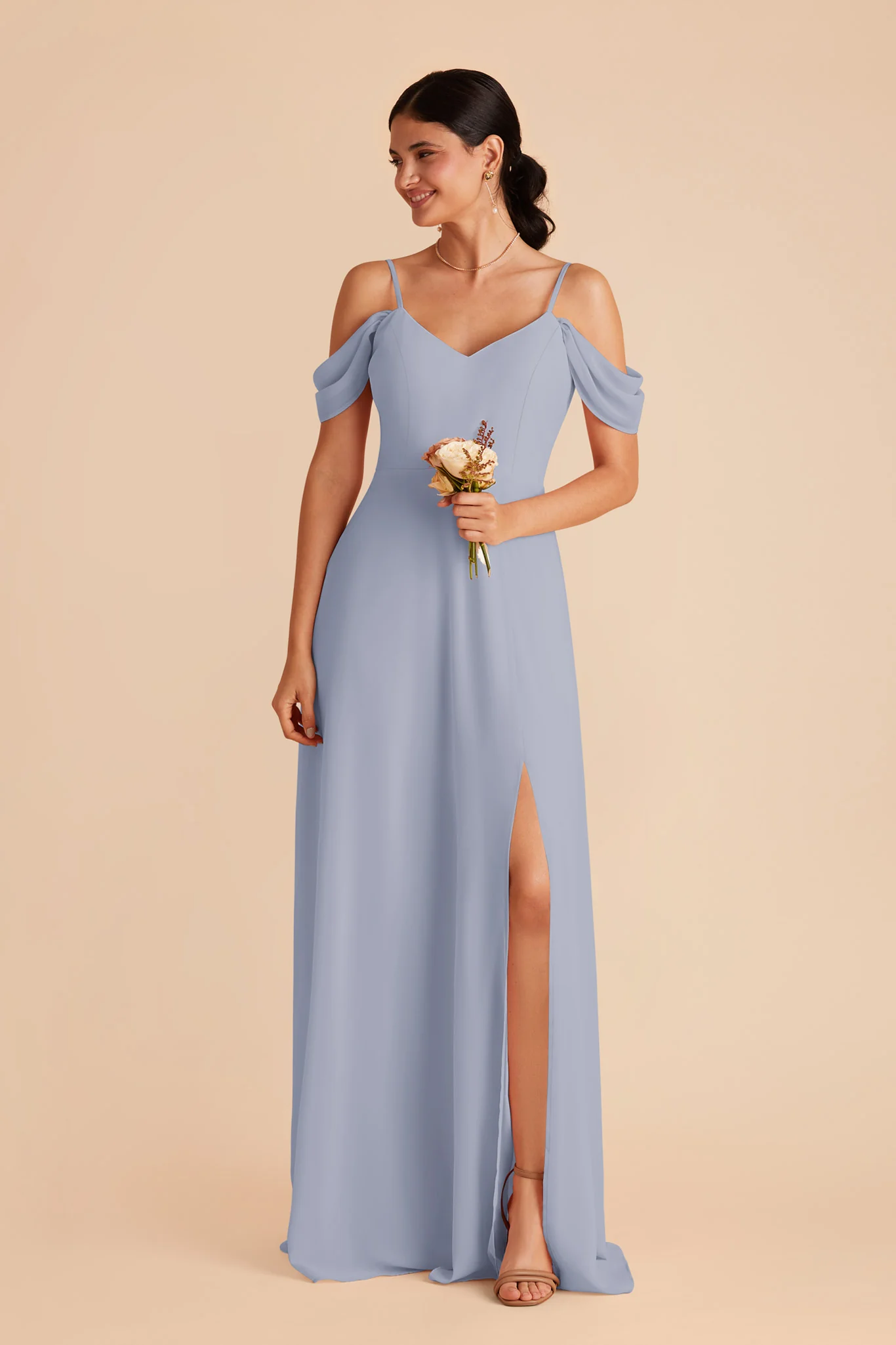 Chiffon Dusty Blue Dress - XNAUWBI