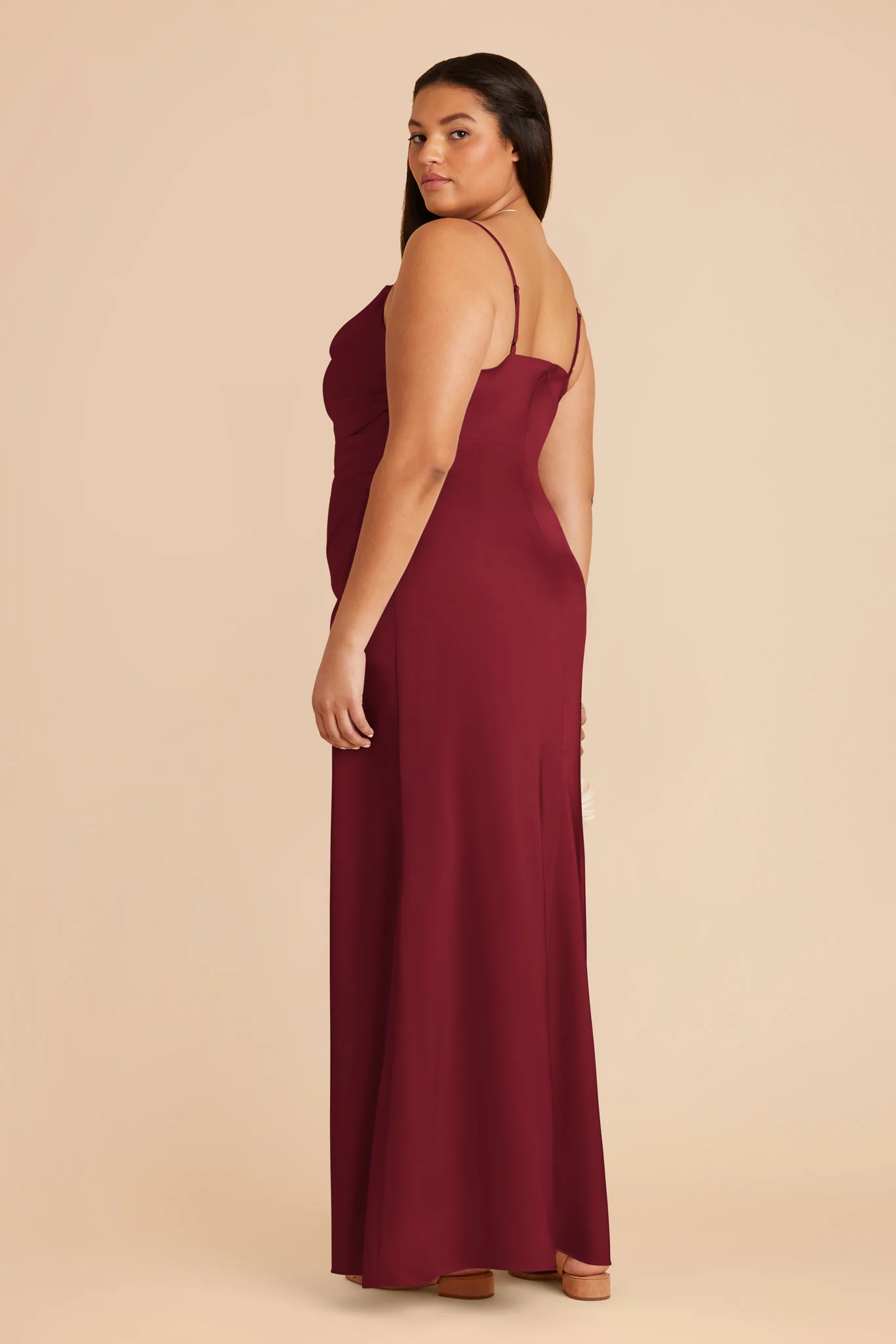 Matte Satin Burgundy Dress - XNAUWBI