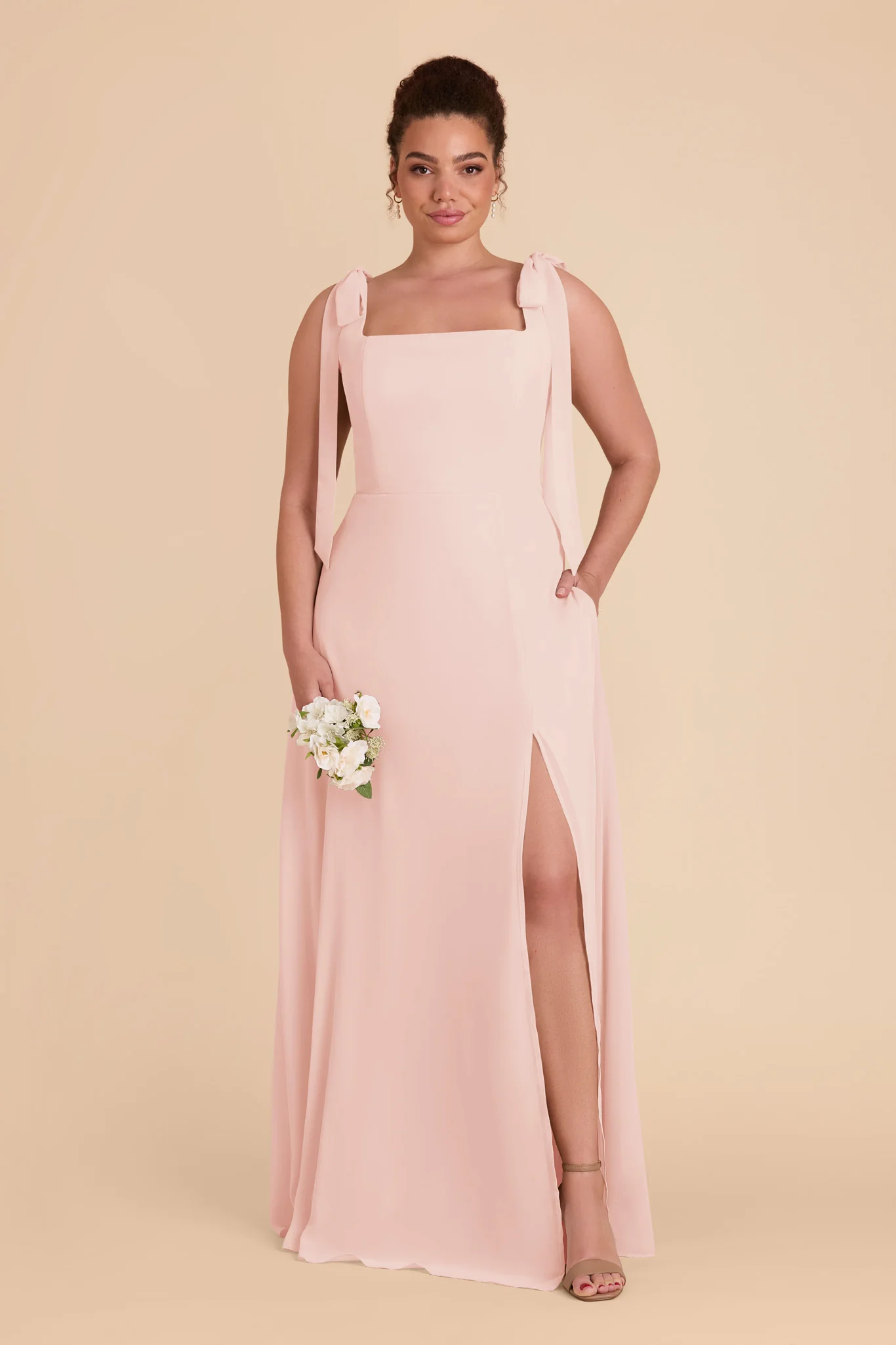 Chiffon Blush Pink Dress - XNAUWBI