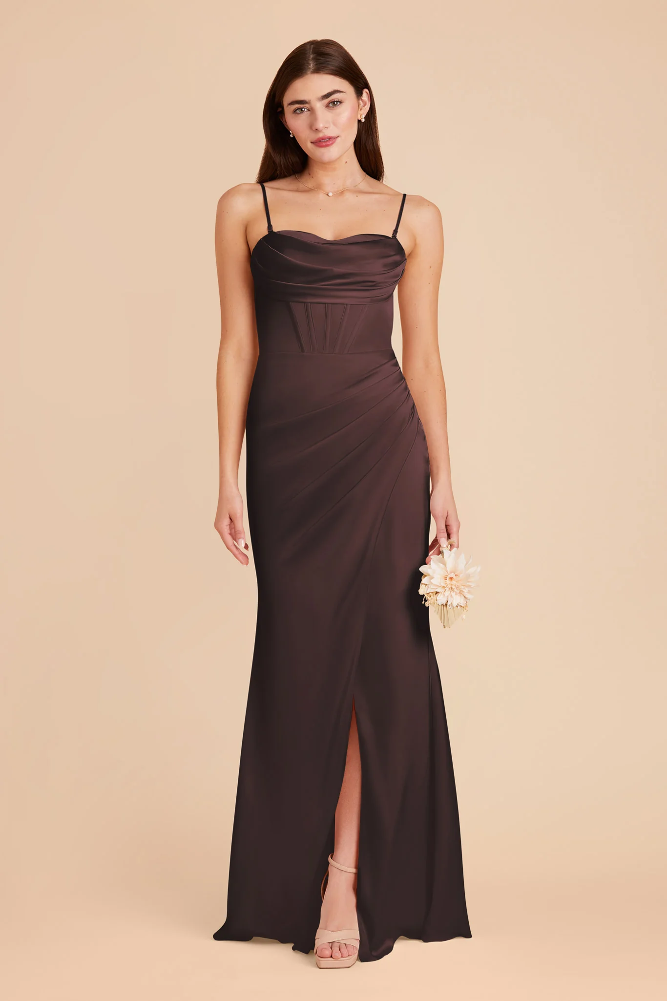 Matte Satin Espresso Dress - XNAUWBI