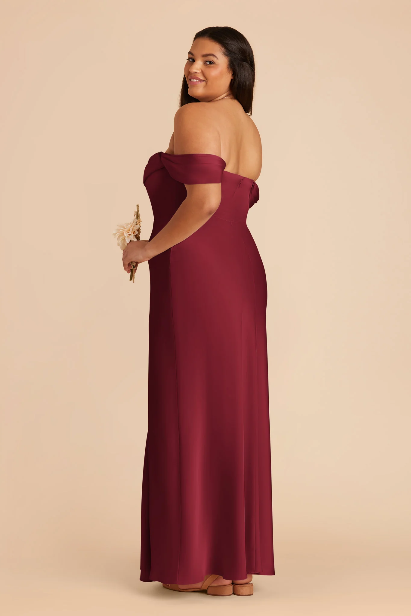 Matte Satin Burgundy Dress - XNAUWBI