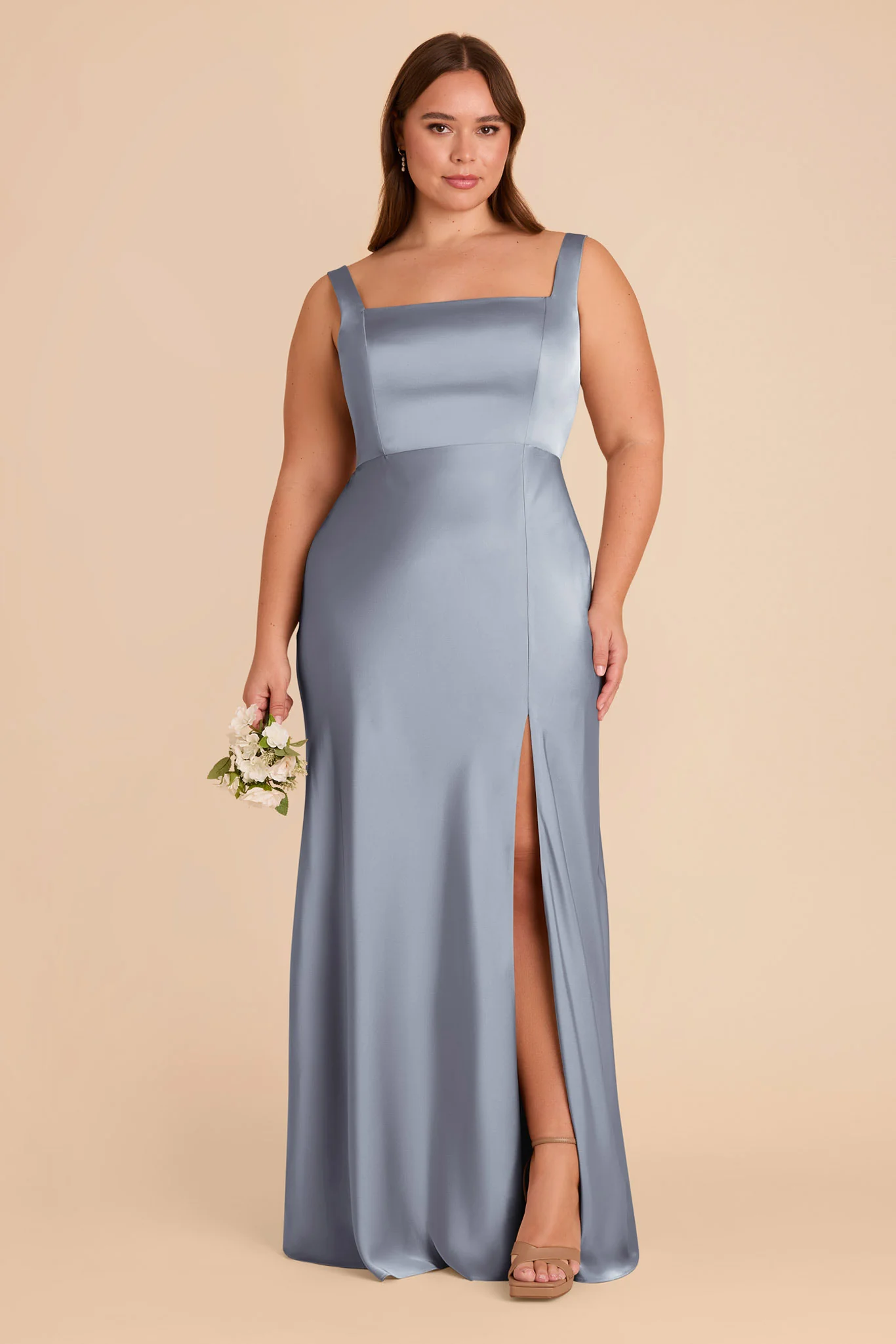 Matte Satin Dusty Blue Dress - XNAUWBI