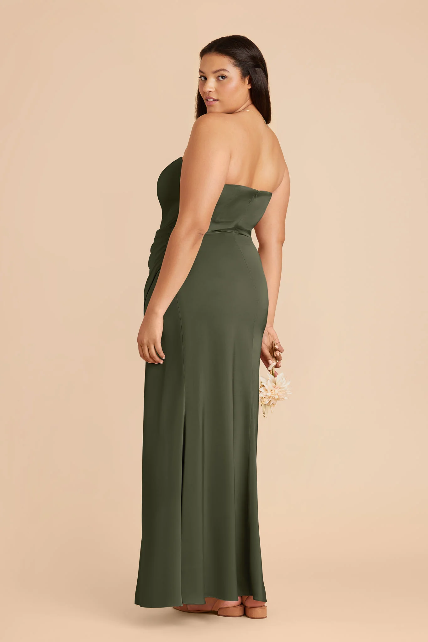 Matte Satin Olive Dress - XNAUWBI
