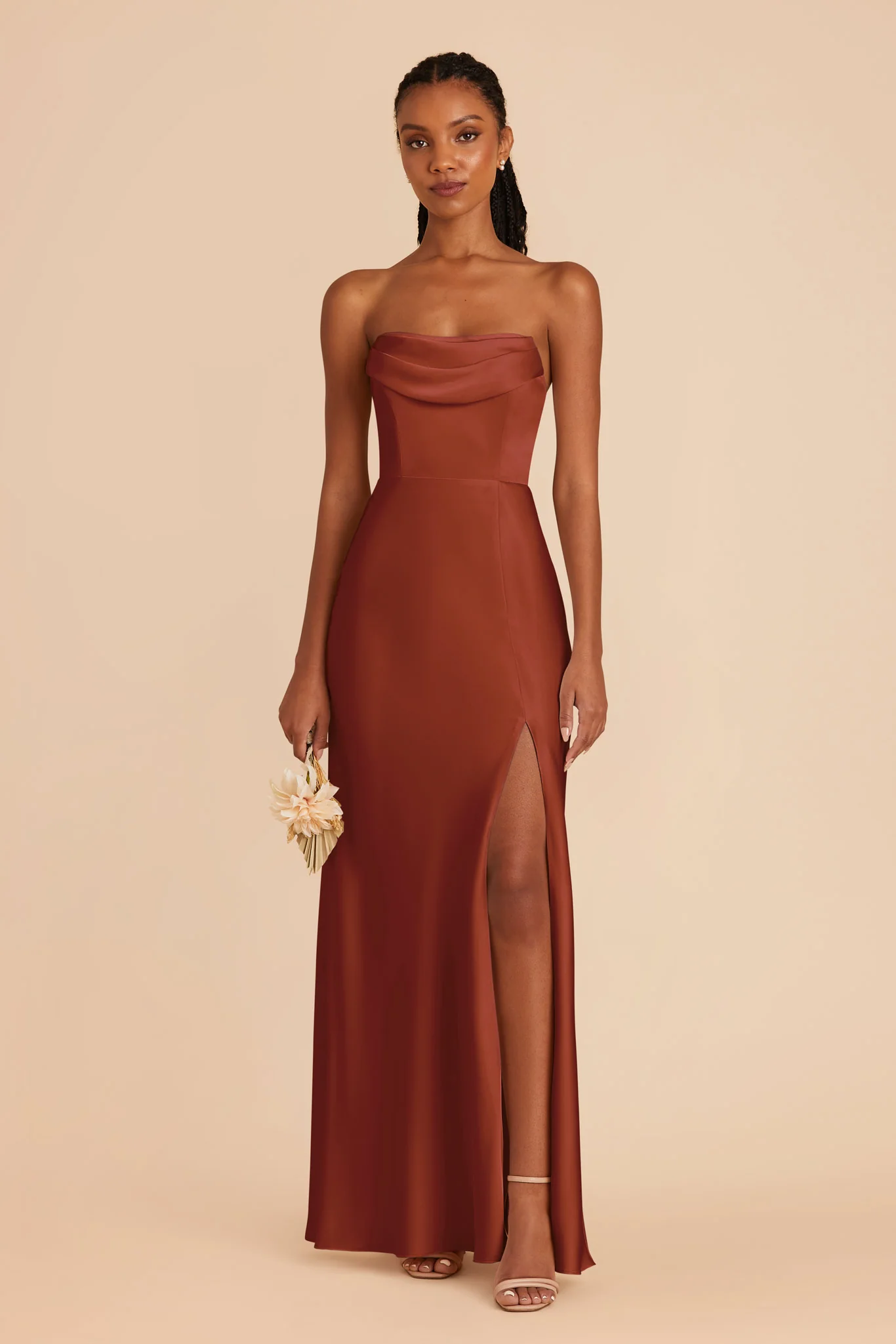Matte Satin Auburn Dress - XNAUWBI