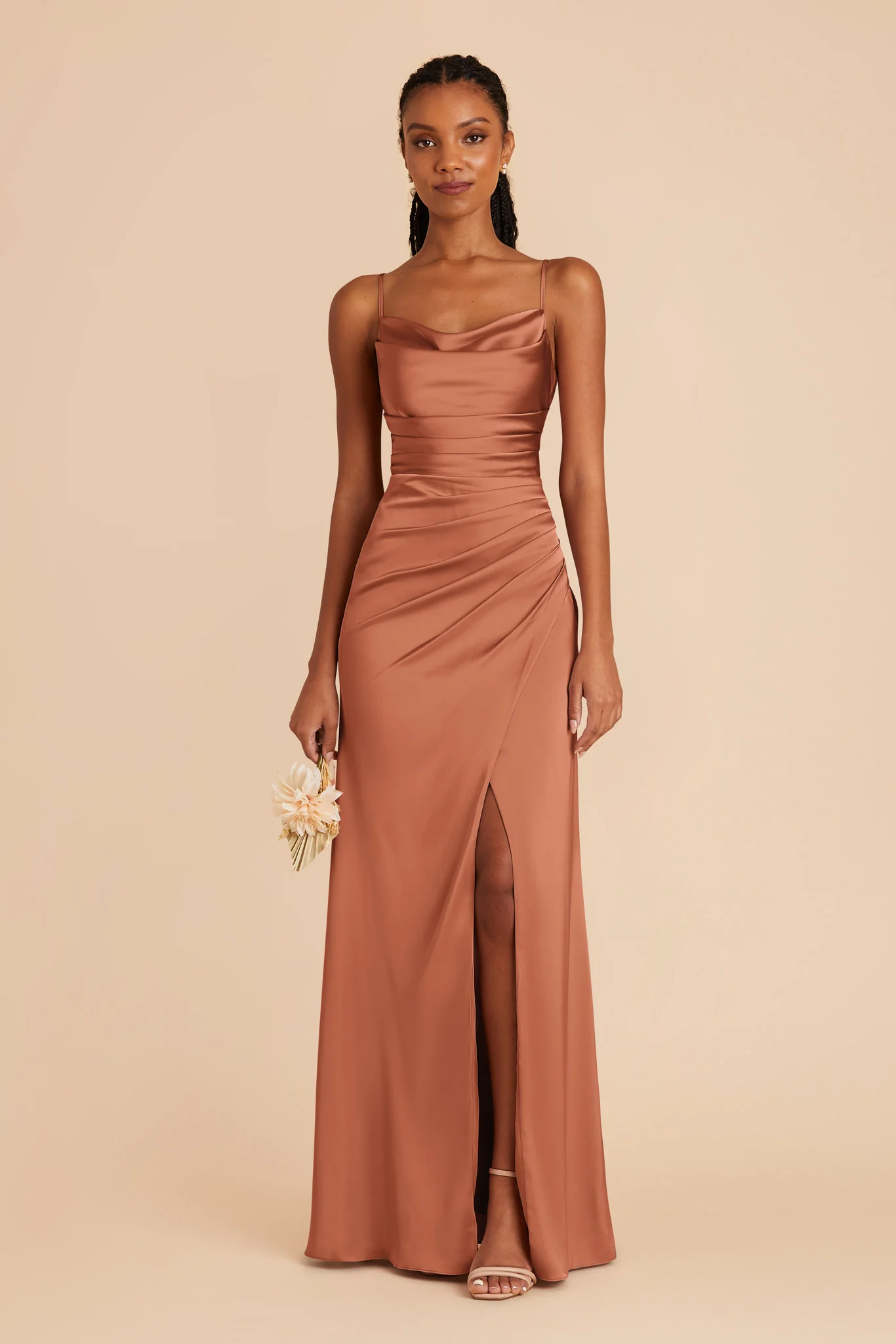 Matte Satin Terracotta Dress - XNAUWBI