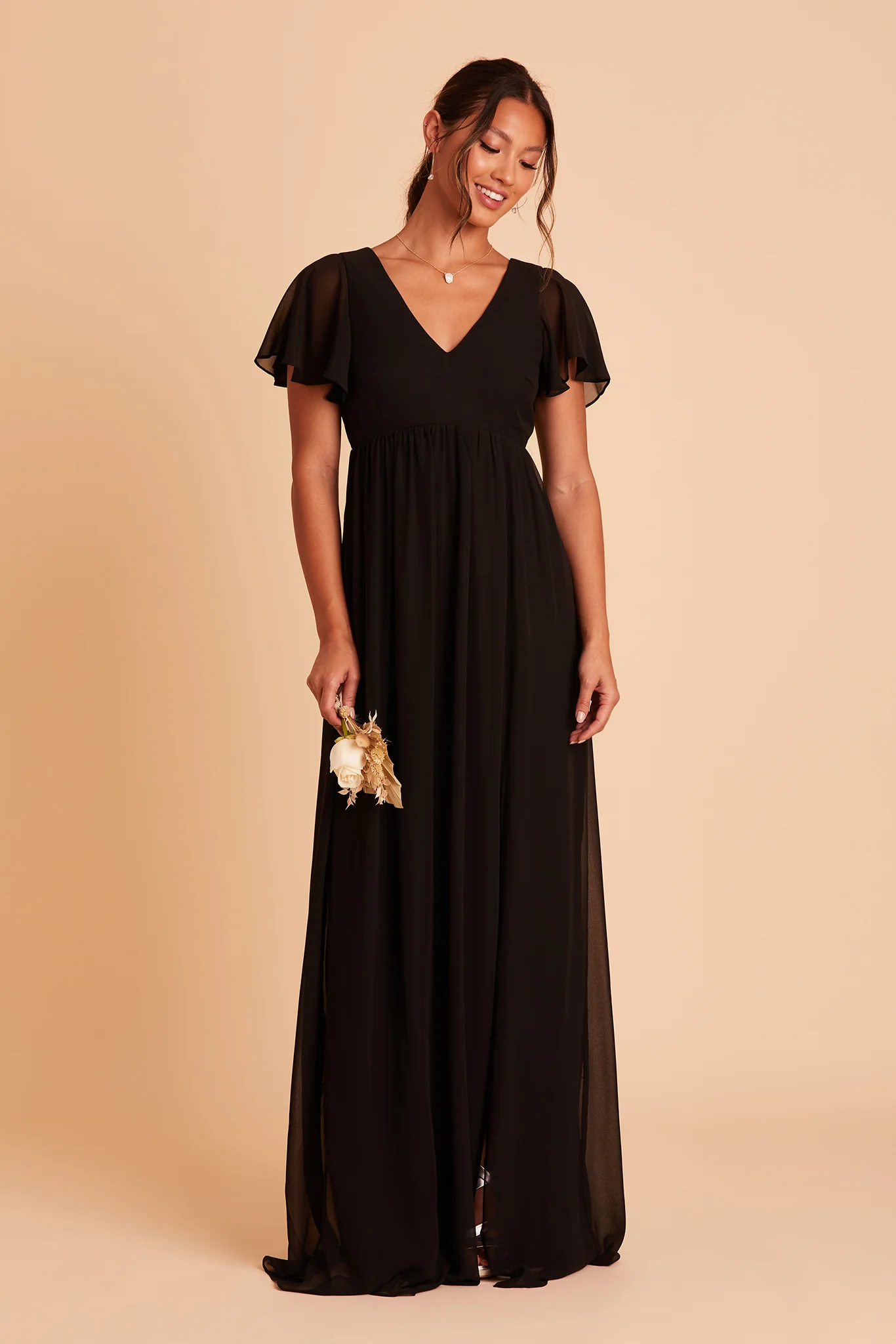 Chiffon Black Dress - XNAUWBI