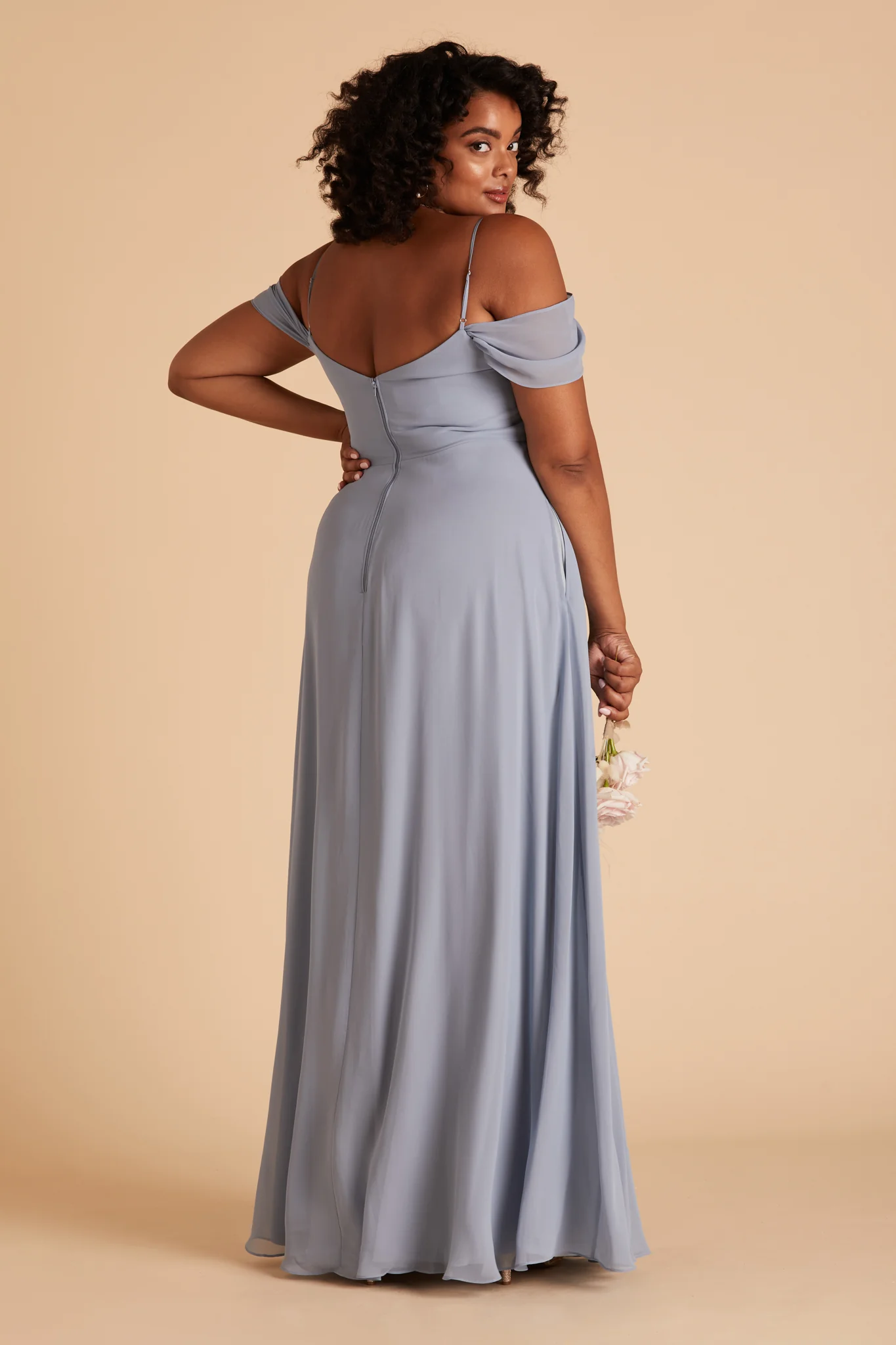 Chiffon Dusty Blue Dress - XNAUWBI