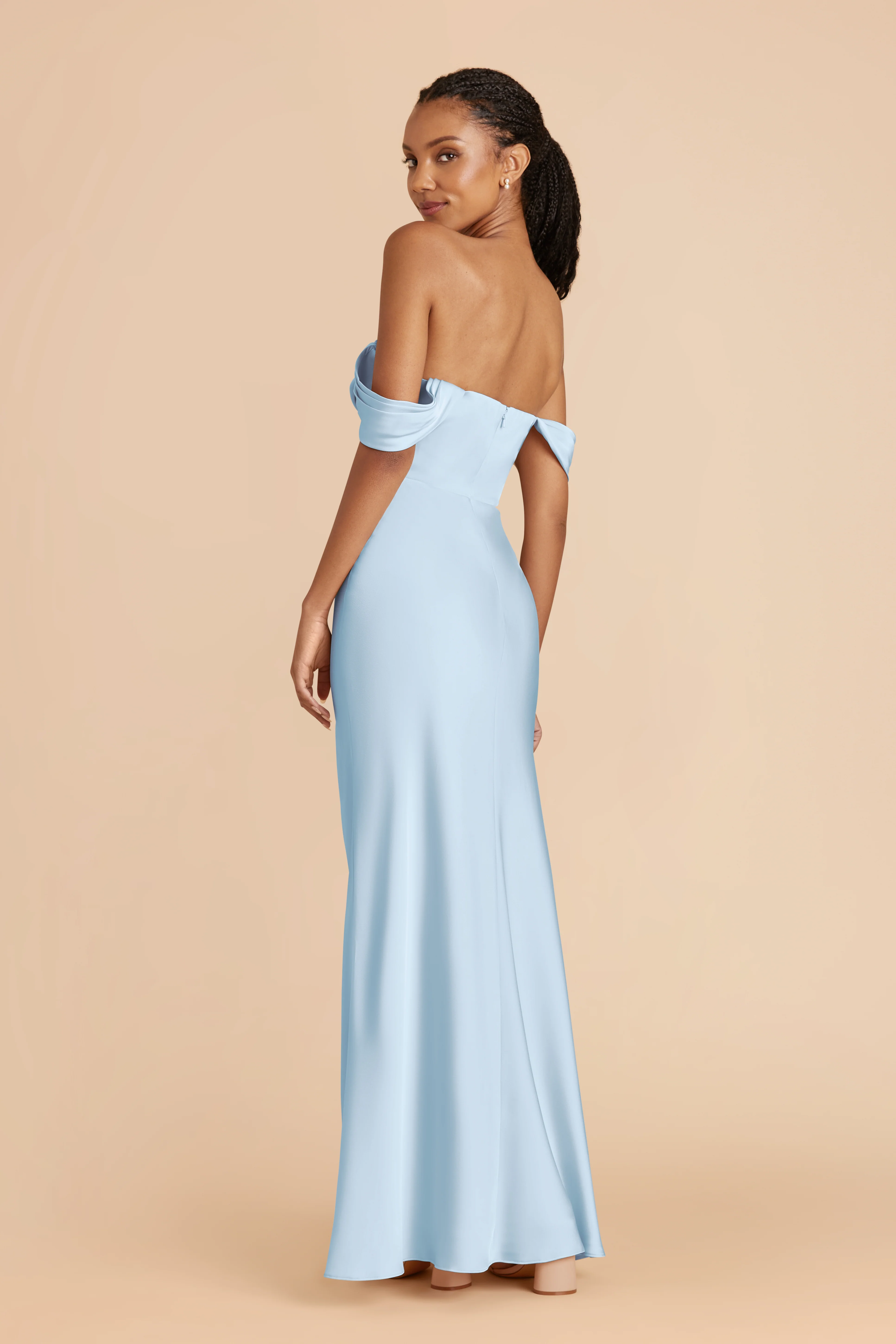 Matte Satin Sky Blue Dress - XNAUWBI