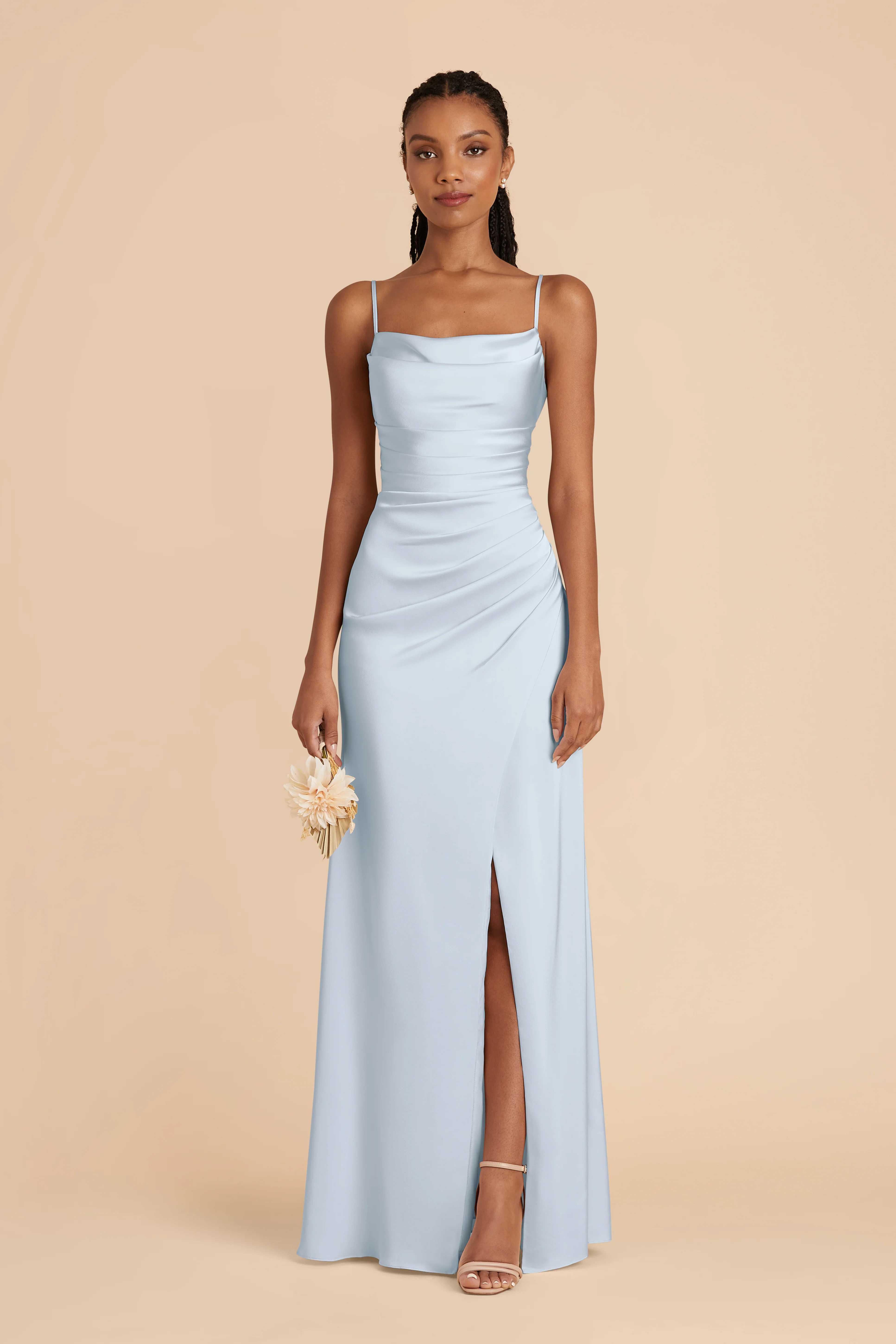 Matte Satin Mist Blue Dress - XNAUWBI