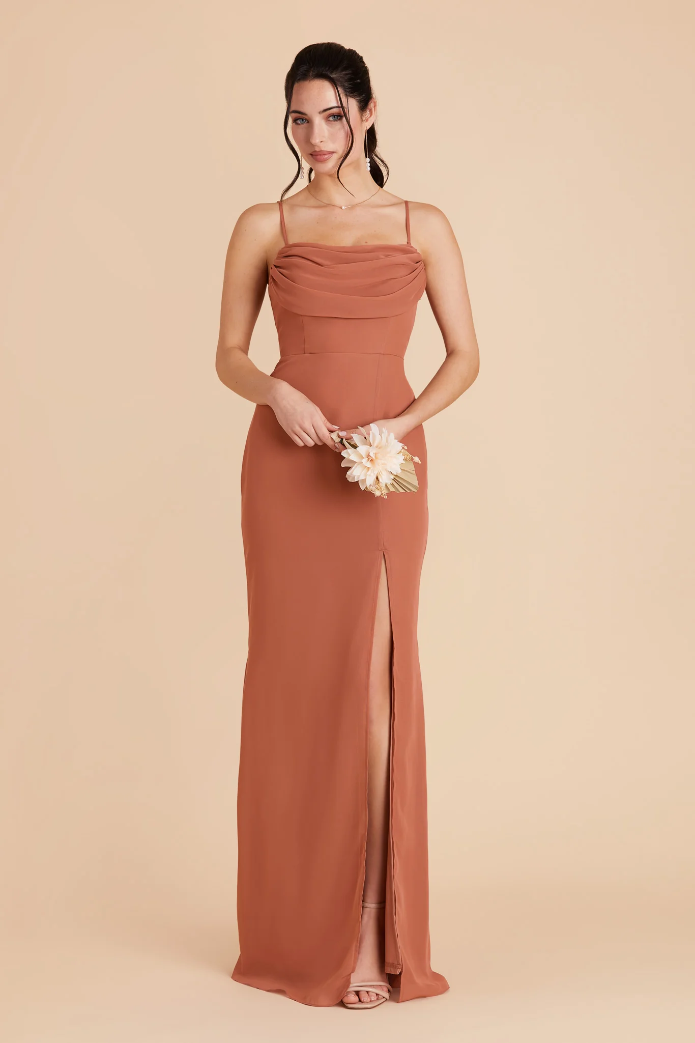 Chiffon Terracotta Dress - XNAUWBI