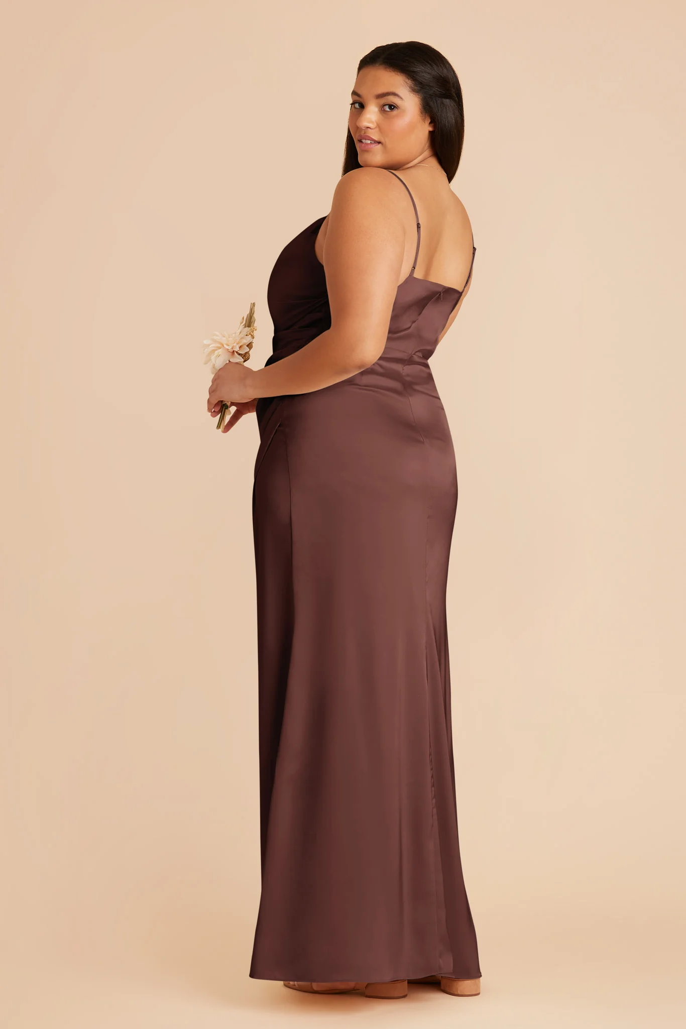 Matte Satin Chocolate Brown Dress - XNAUWBI