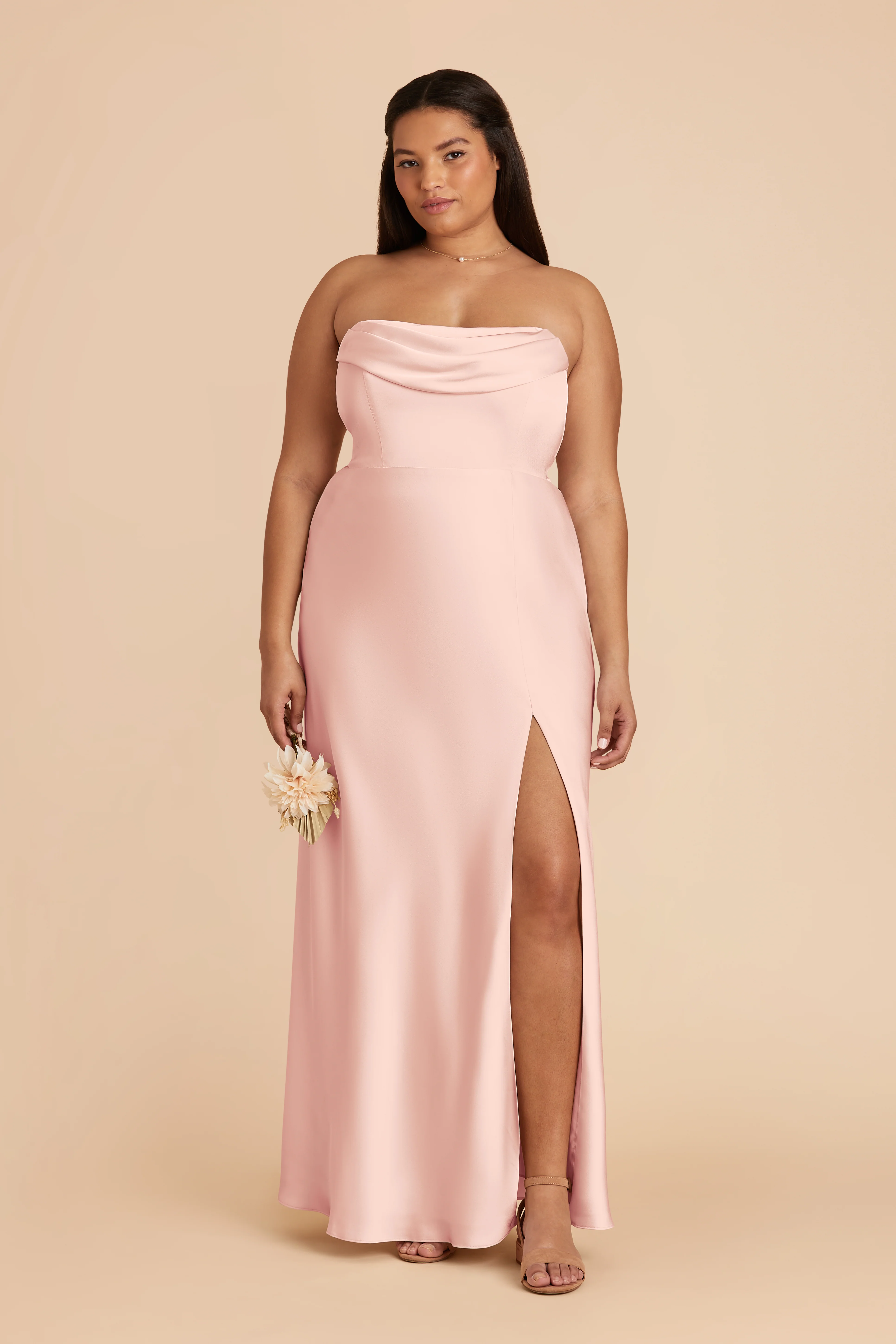 Matte Satin Blush Pink Dress - XNAUWBI