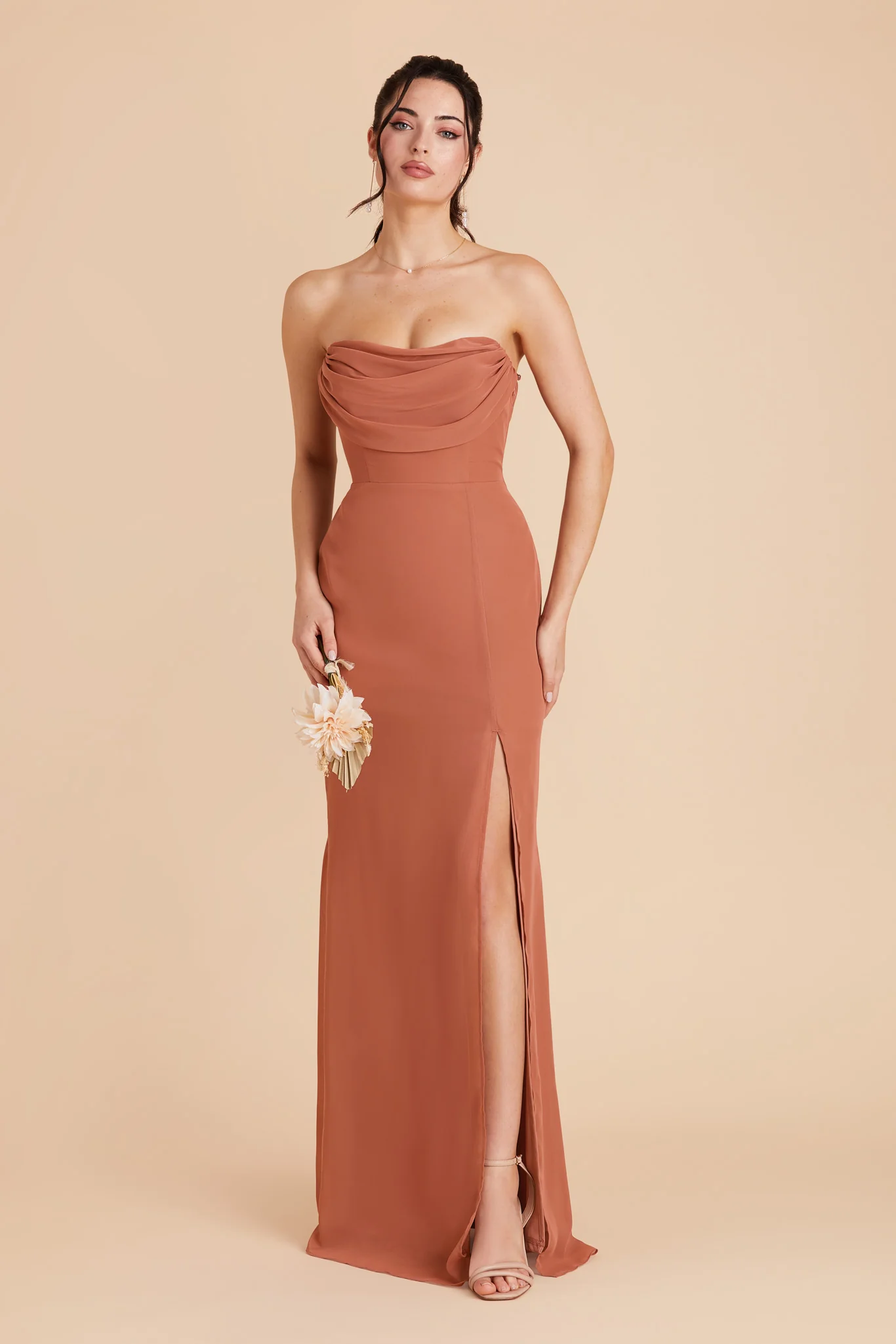 Chiffon Terracotta Dress - XNAUWBI