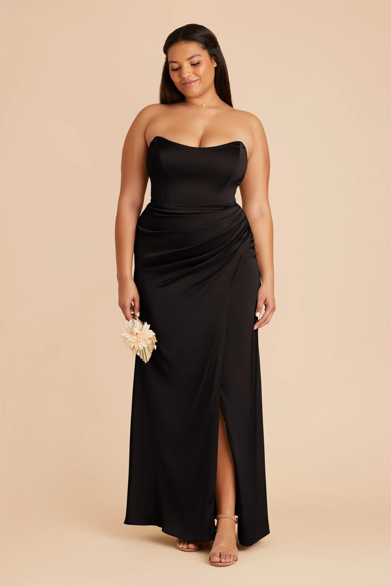 Matte Satin Black Dress - XNAUWBI