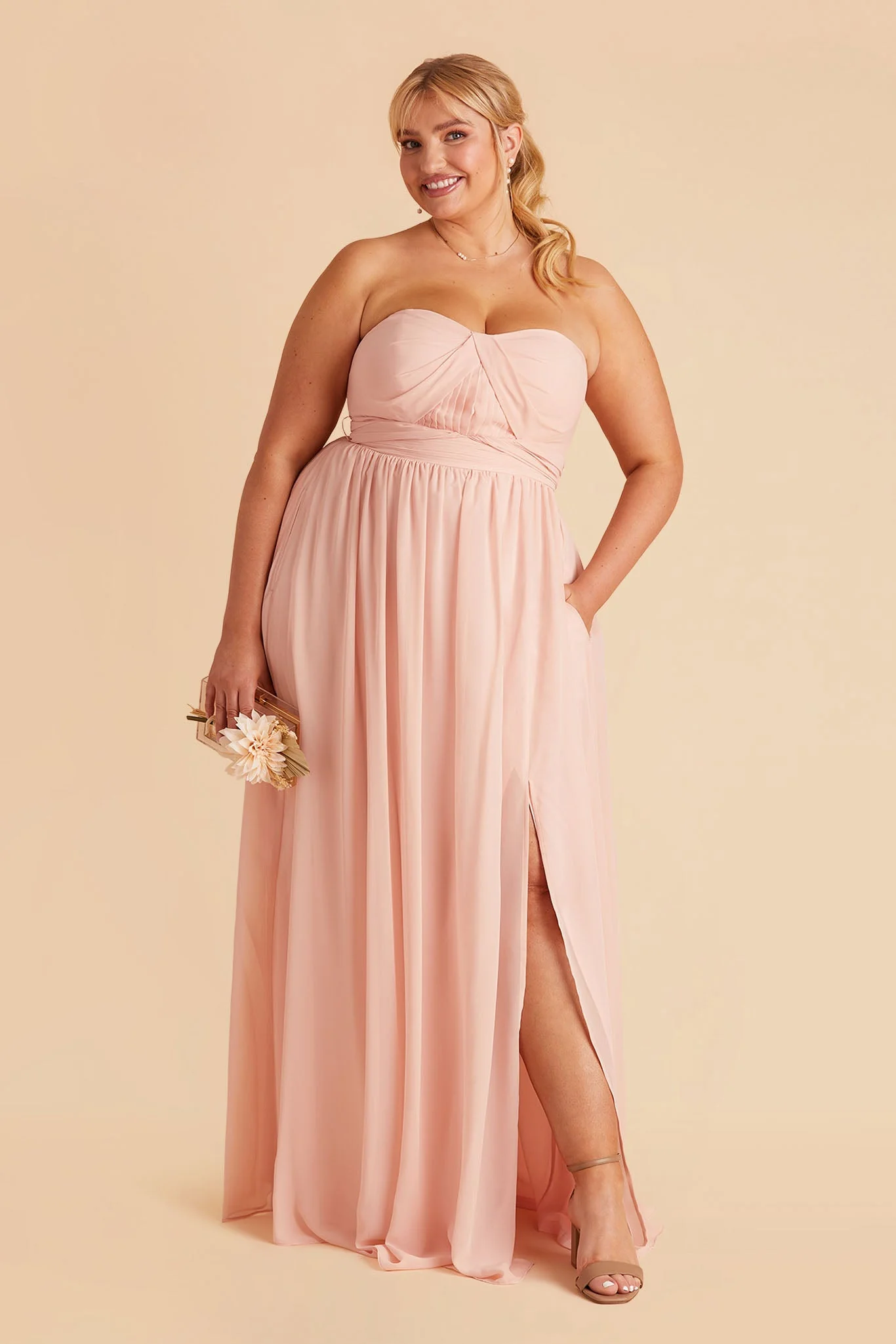 Chiffon Blush Pink Dress - XNAUWBI