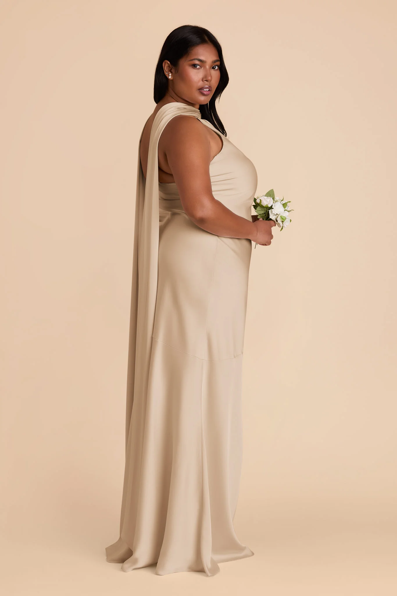 Matte Satin Neutral Champagne Dress - XNAUWBI