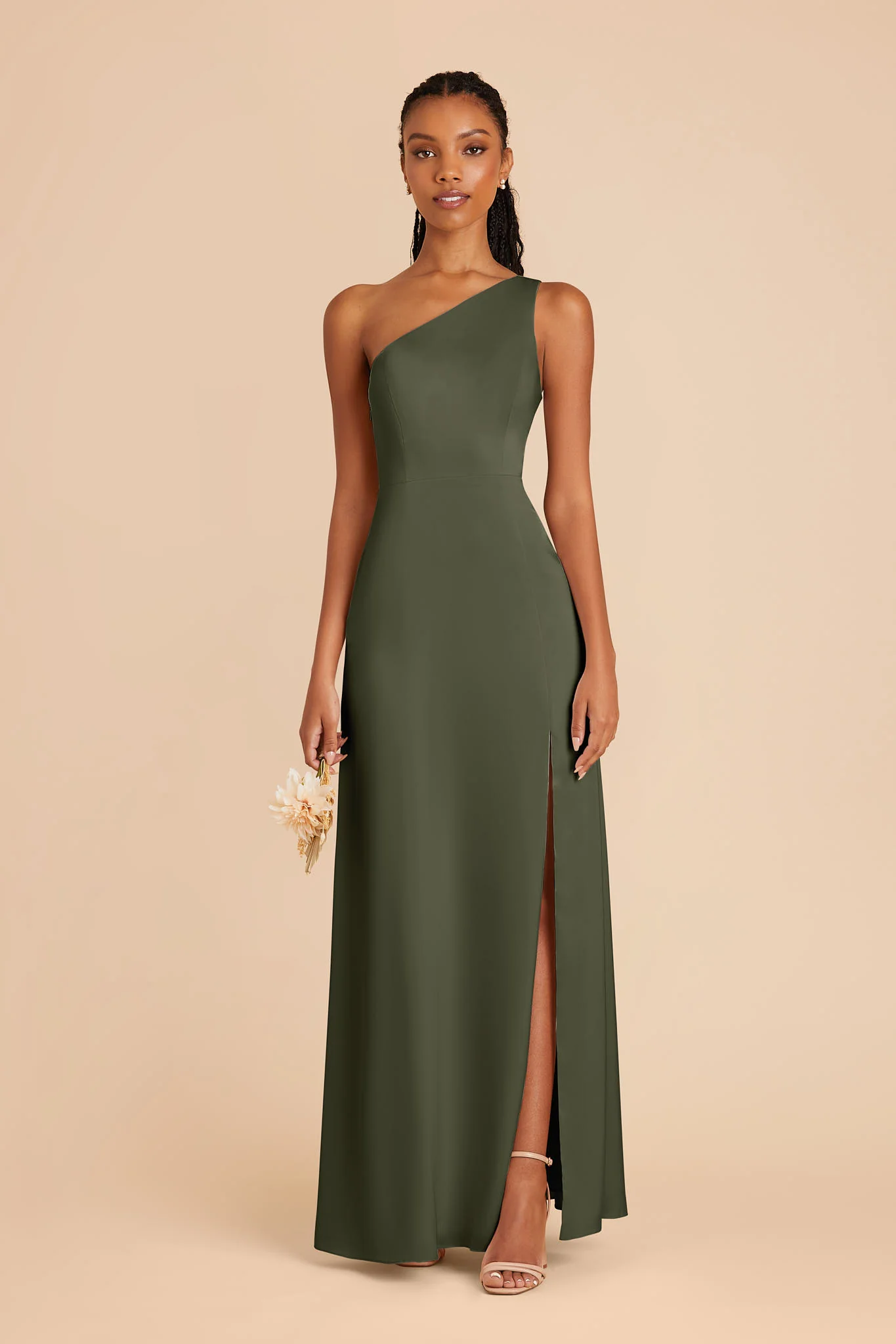 Matte Satin Olive Dress - XNAUWBI