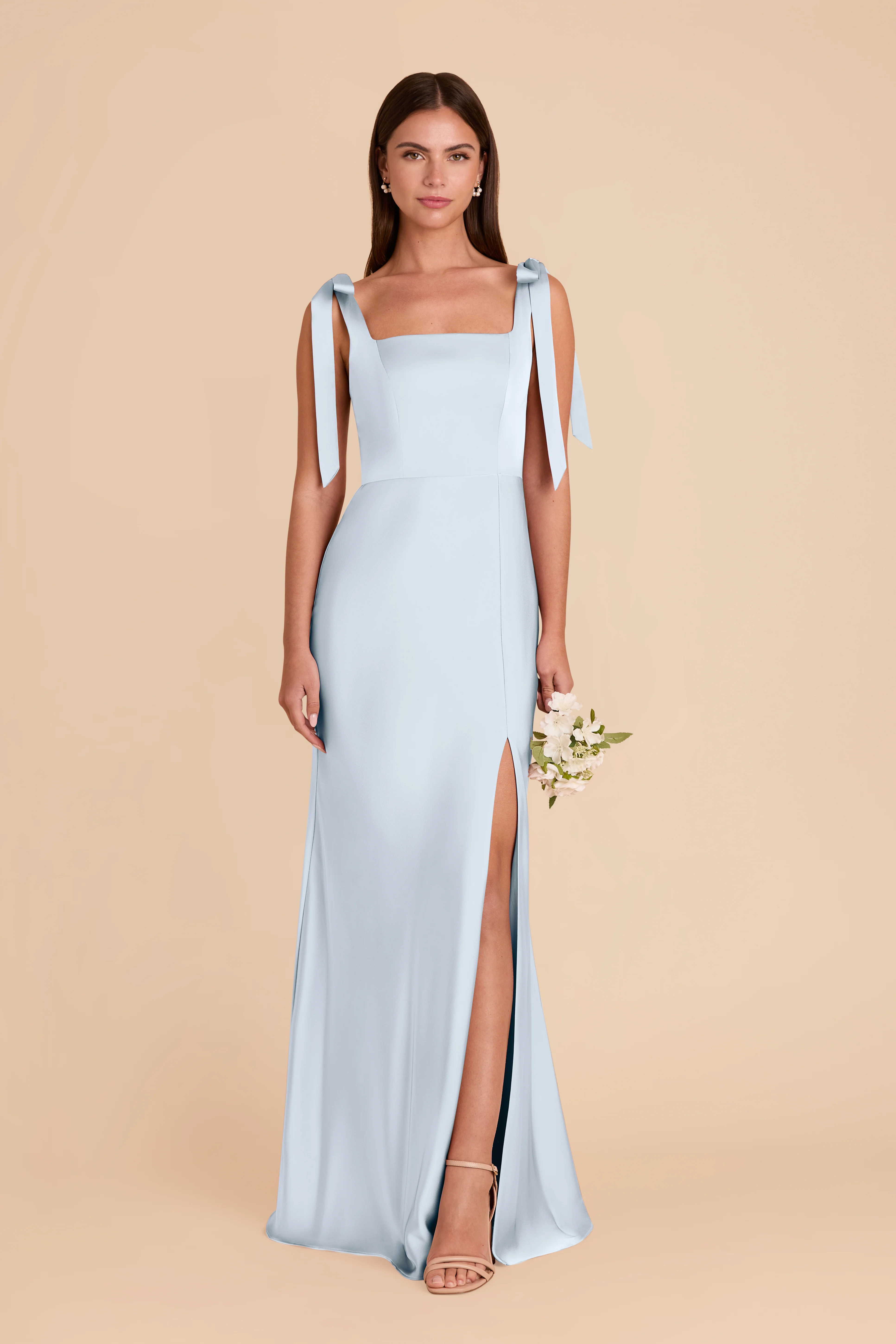 Matte Satin Mist Blue Dress - XNAUWBI