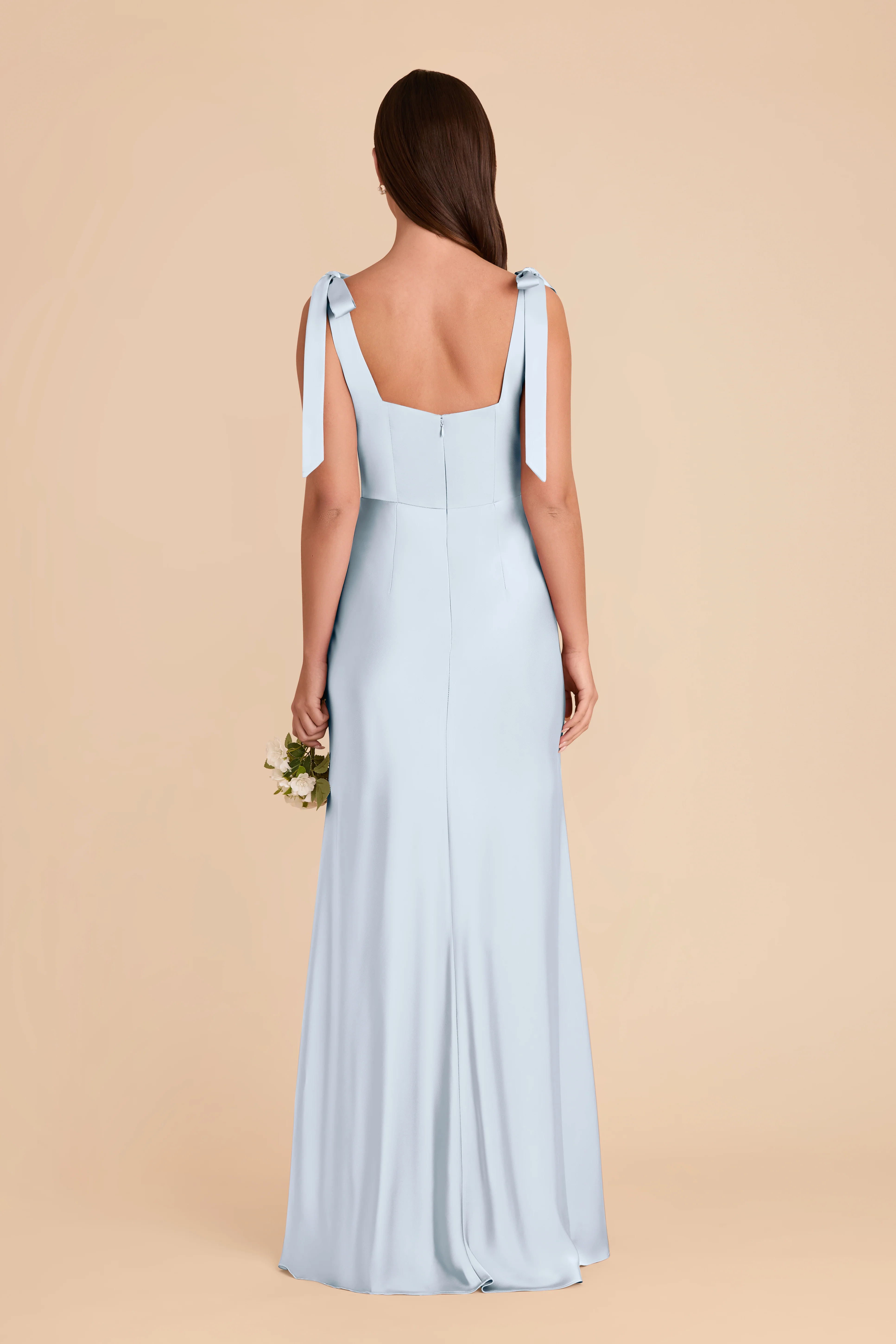 Matte Satin Mist Blue Dress - XNAUWBI