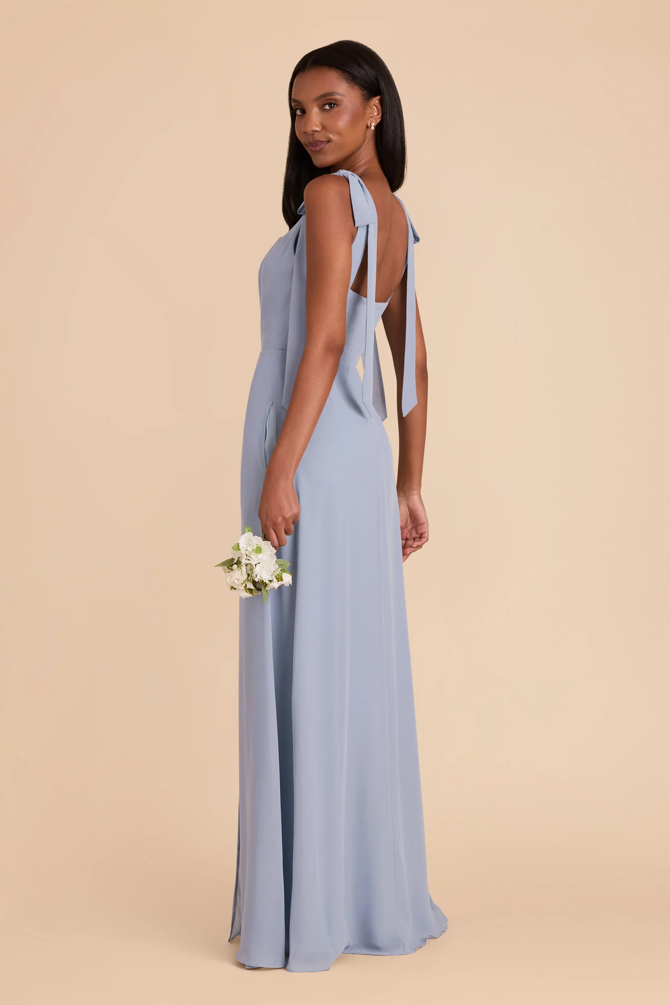 Chiffon Dusty Blue Dress - XNAUWBI