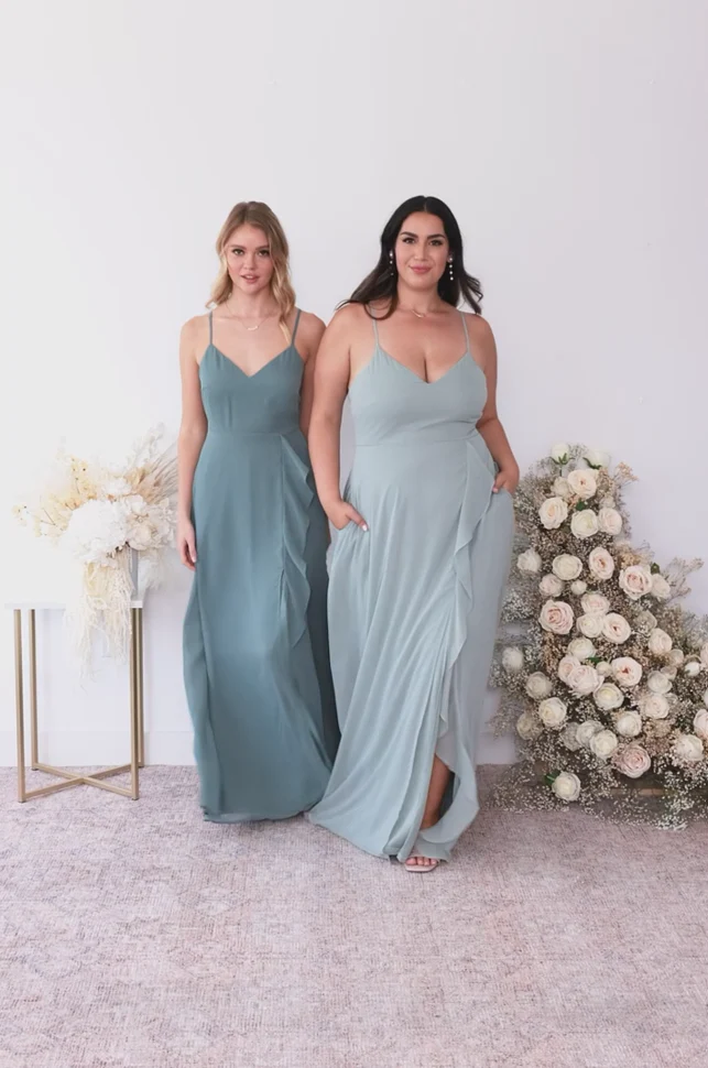 Chiffon Dusty Blue Dress - XNAUWBI