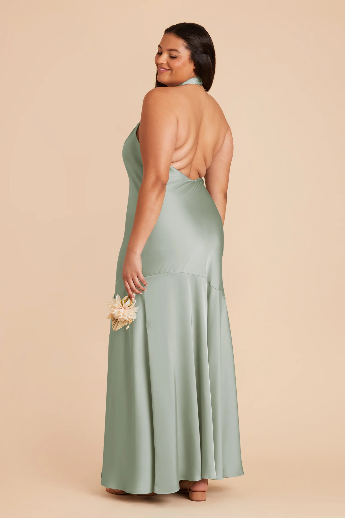 Matte Satin Sage Dress - XNAUWBI
