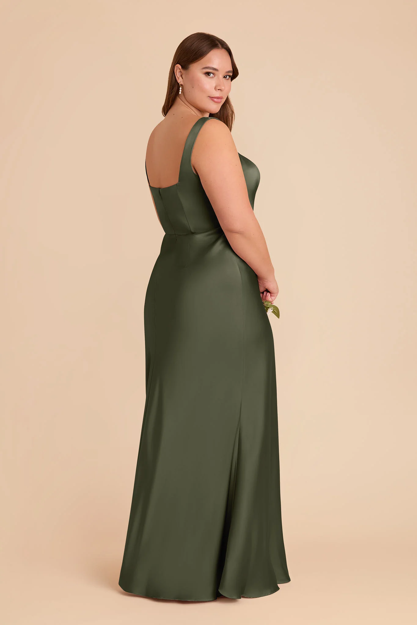 Matte Satin Olive Dress - XNAUWBI