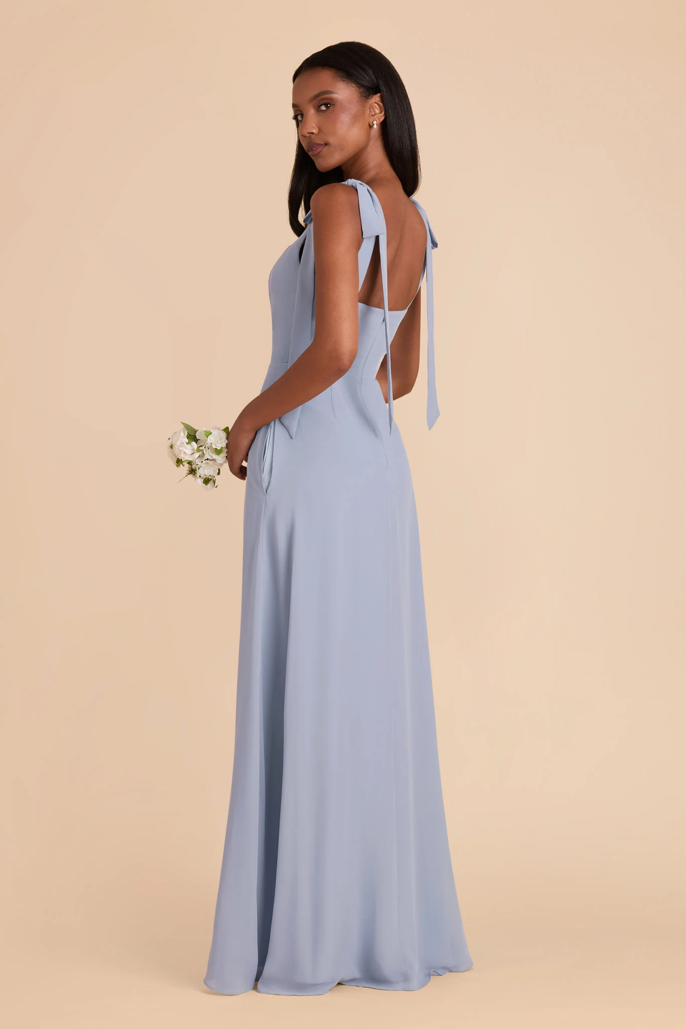 Chiffon Dusty Blue Dress - XNAUWBI