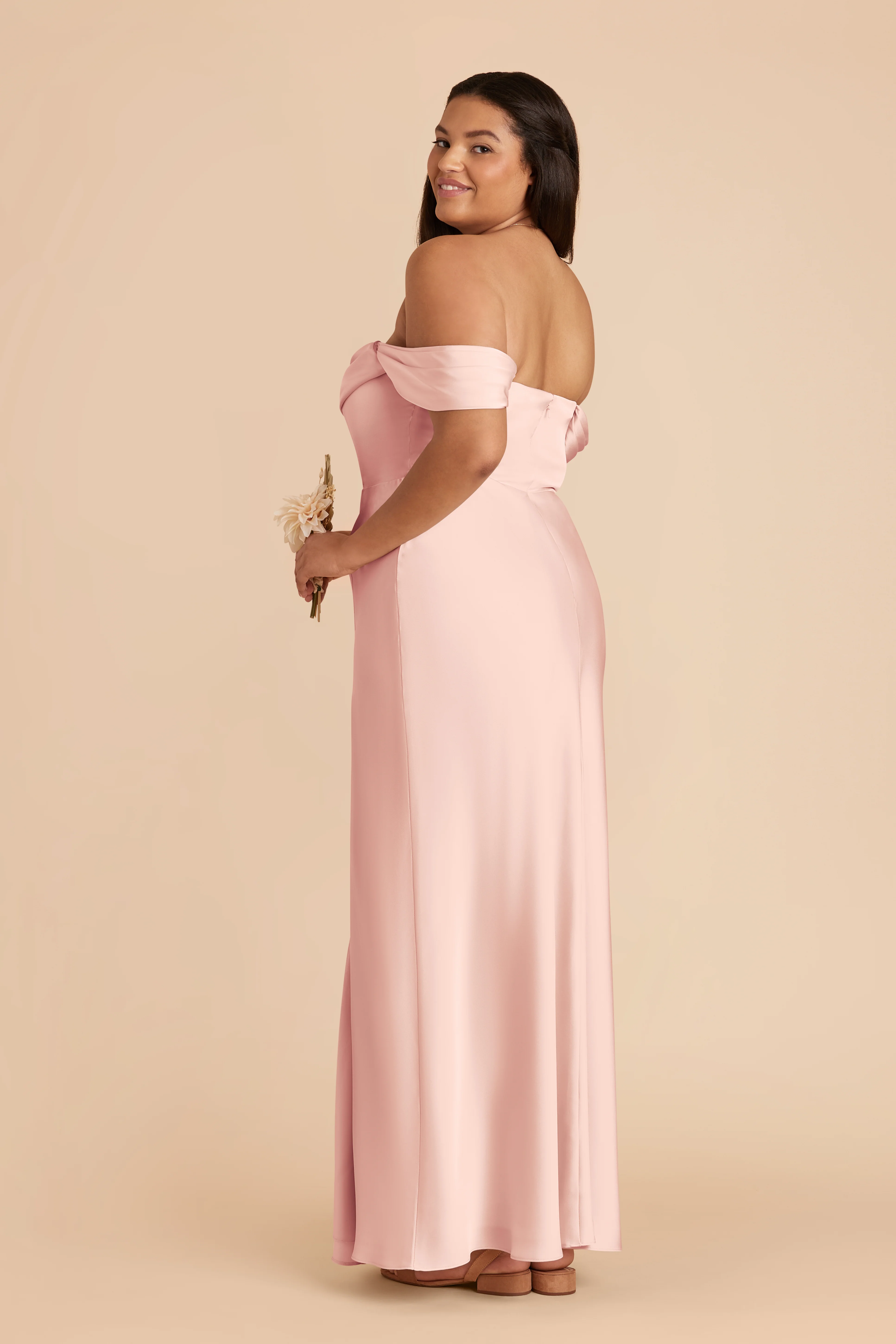 Matte Satin Blush Pink Dress - XNAUWBI