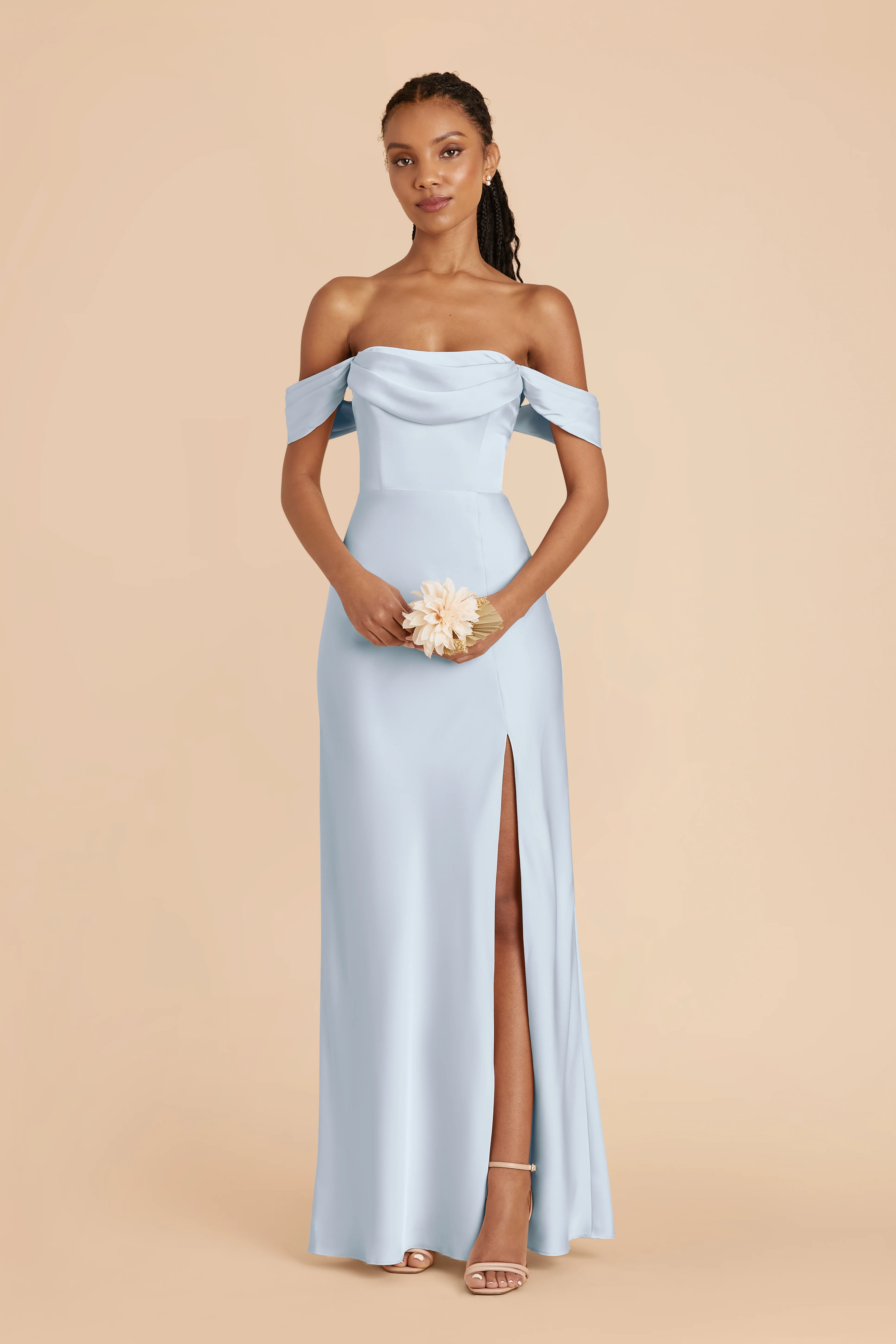 Matte Satin Mist Blue Dress - XNAUWBI