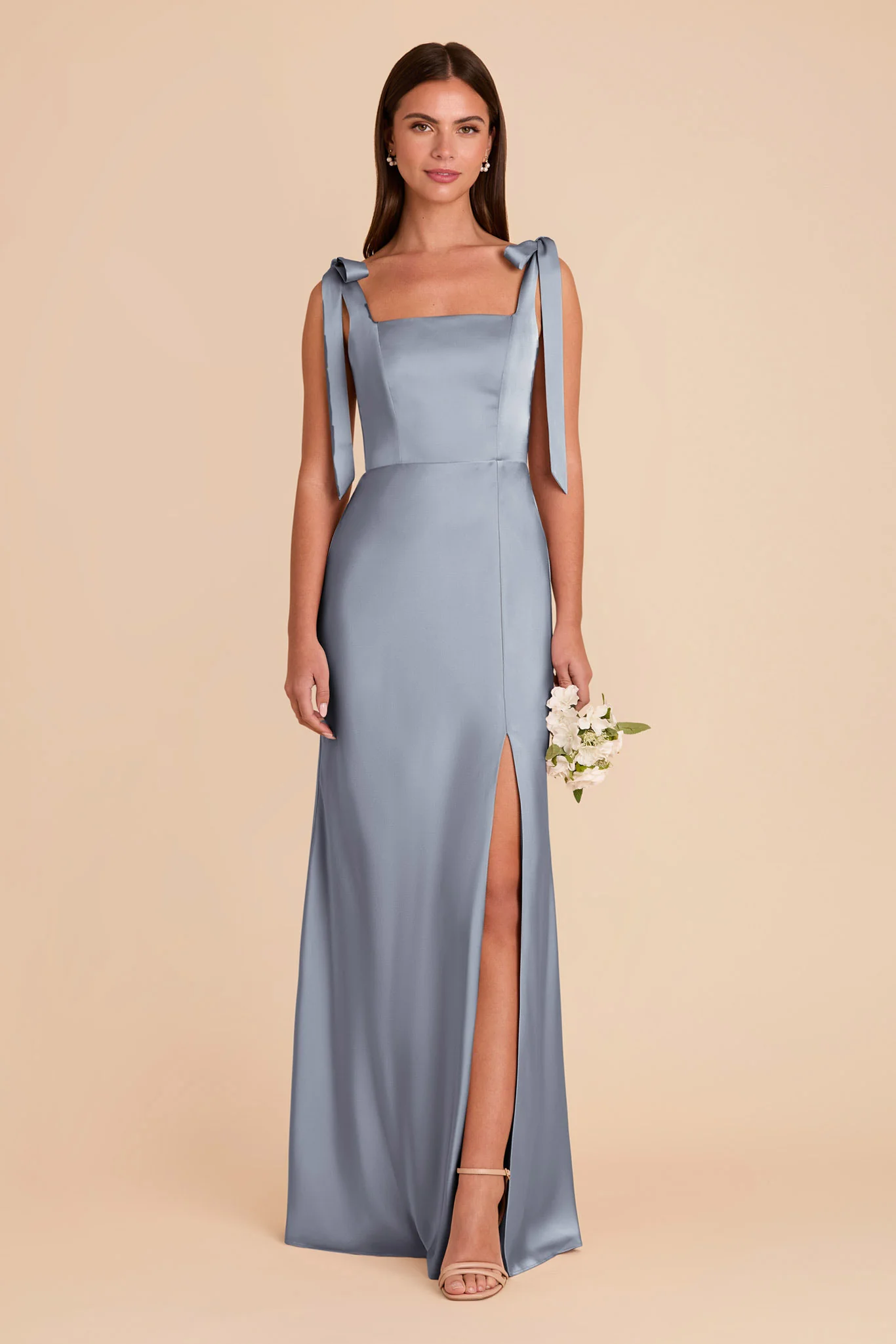 Matte Satin Dusty Blue Dress - XNAUWBI